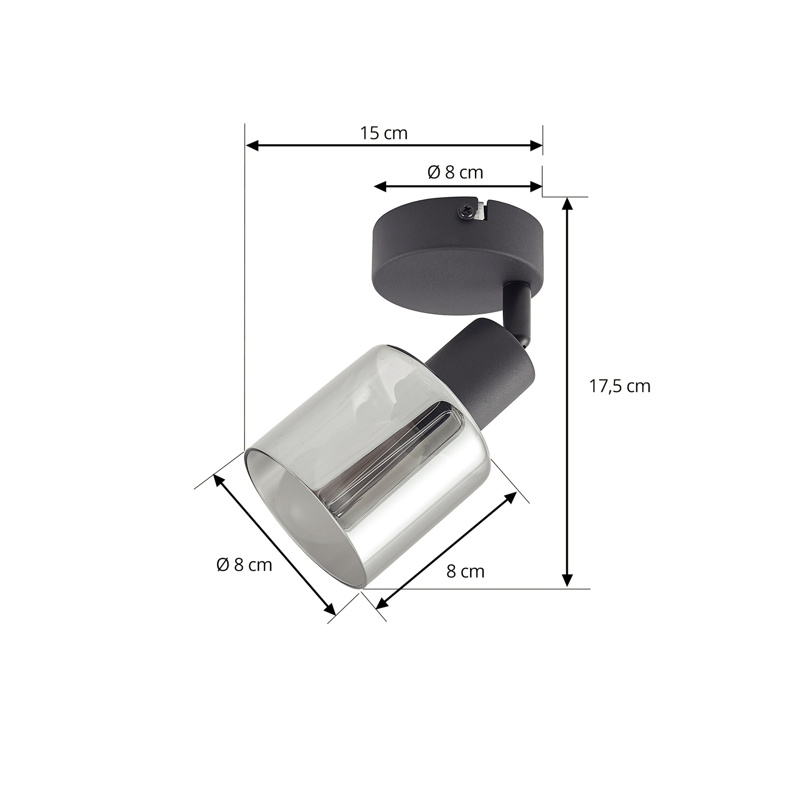 Lindby plafonnier Netty, à 1 lampe, gris, verre