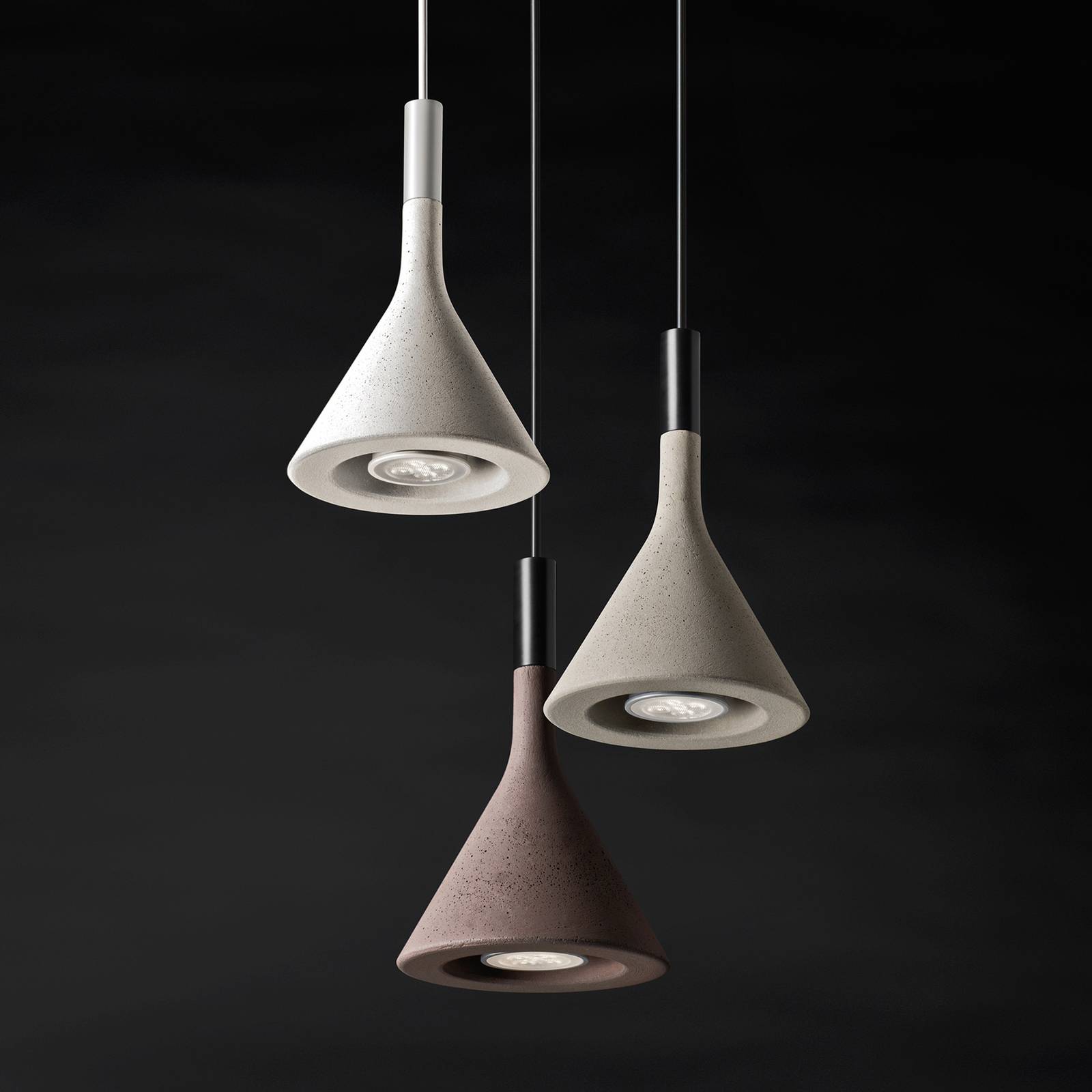 FOSCARINI Foscarini Aplomb Mini hanging light concrete white, for Kitchen, handcast concrete, aluminium, GU10, 8 W, energy efficiency: A+, H: 20 cm