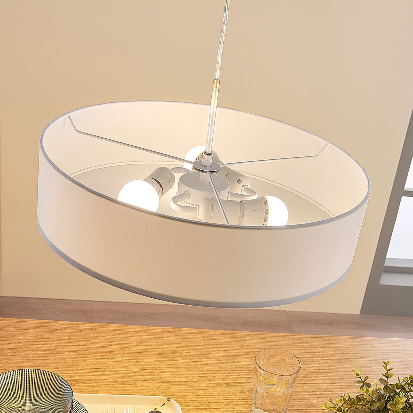 Lámpara colgante Sebatin para E27, 50 cm, crema