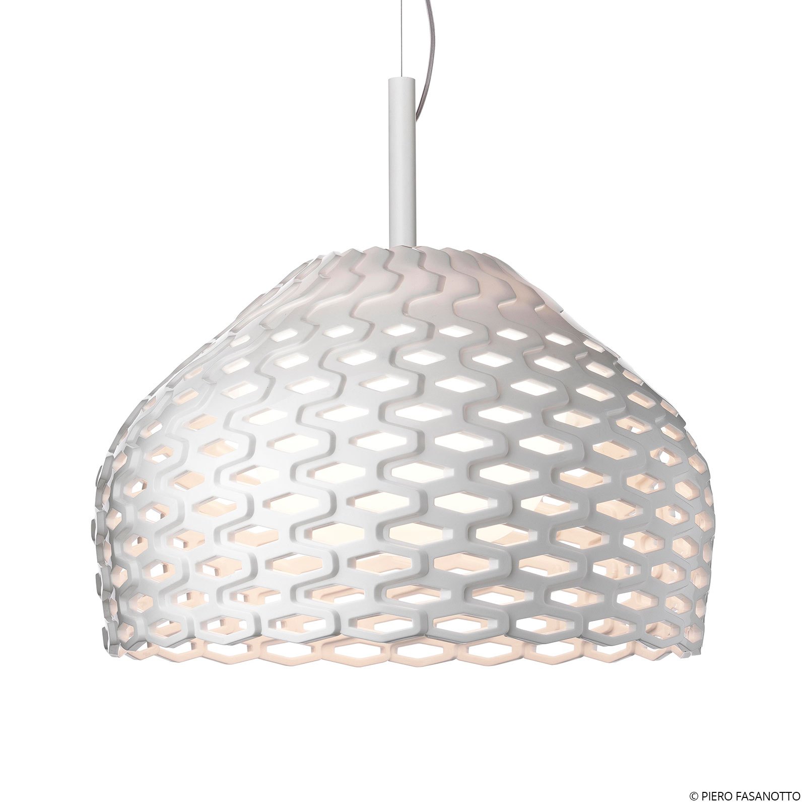 Flos FLOS Tatou S2 hanging light, white, for Living / Dining Room, polycarbonate, E27, 205 W, energy efficiency: A++, H: 31.9 cm