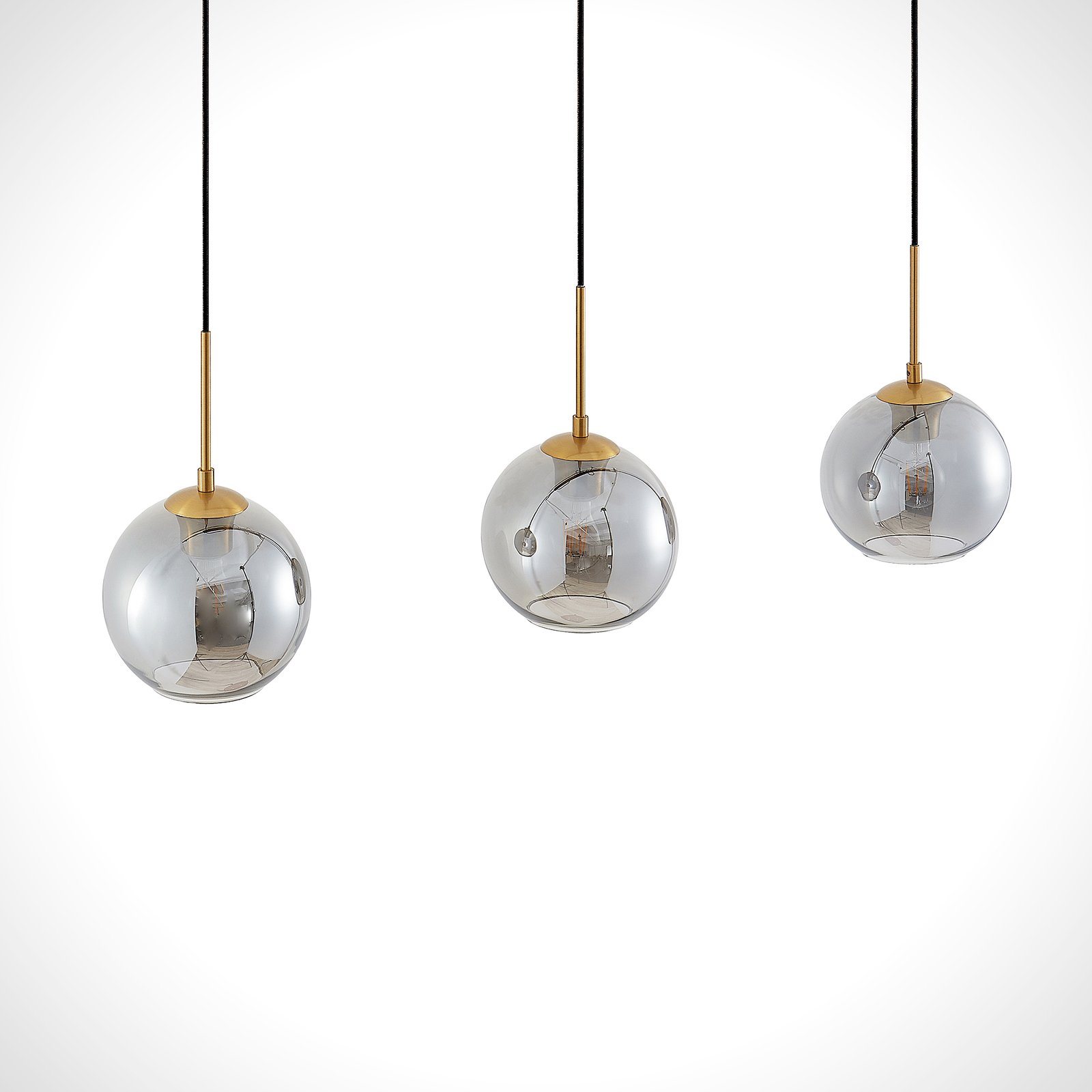 Hiwana 3 Suspension Smoke/Brass - Lindby