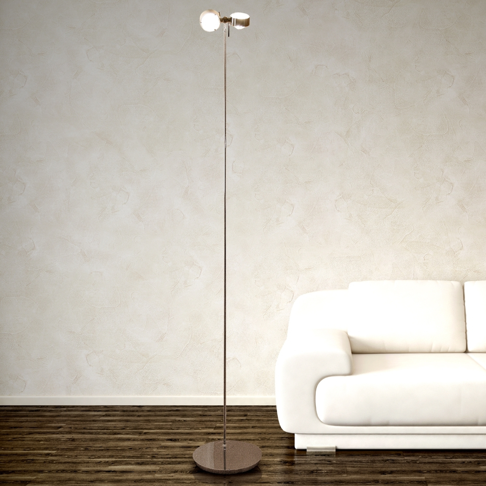 Lampadaire flexible PUK FLOOR chromé mat, 2 lampes