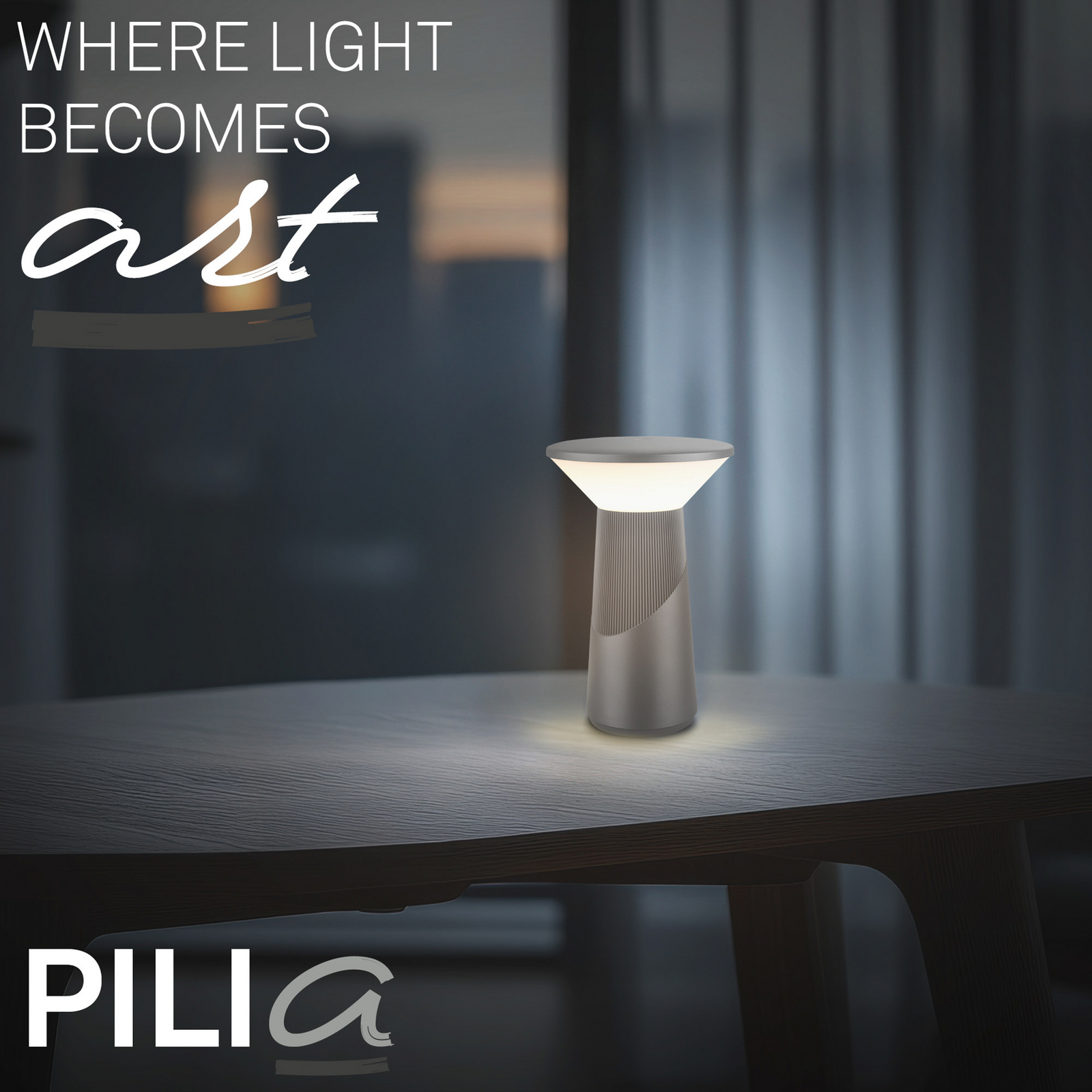 Lampa stołowa LED z akumulatorem Pilia, antracytowa, wysokość 24 cm, IP44 Lampa stołowa LED z akumulatorem Pilia, antracytowa, wysokość 24 cm, IP44
