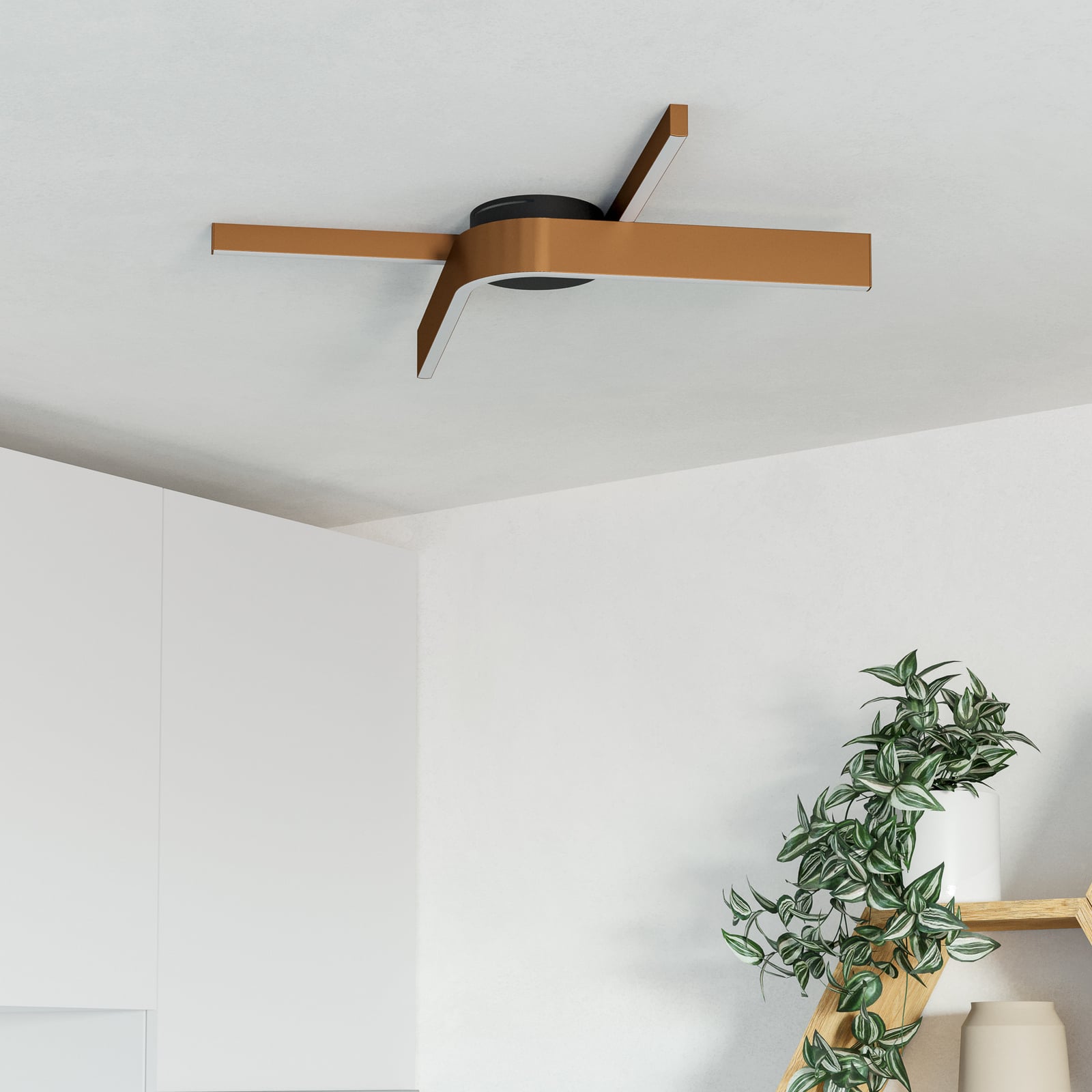 LED išmanusis lubų šviestuvas „Folcino-Z“, bronzinės spalvos, 64 cm, CCT