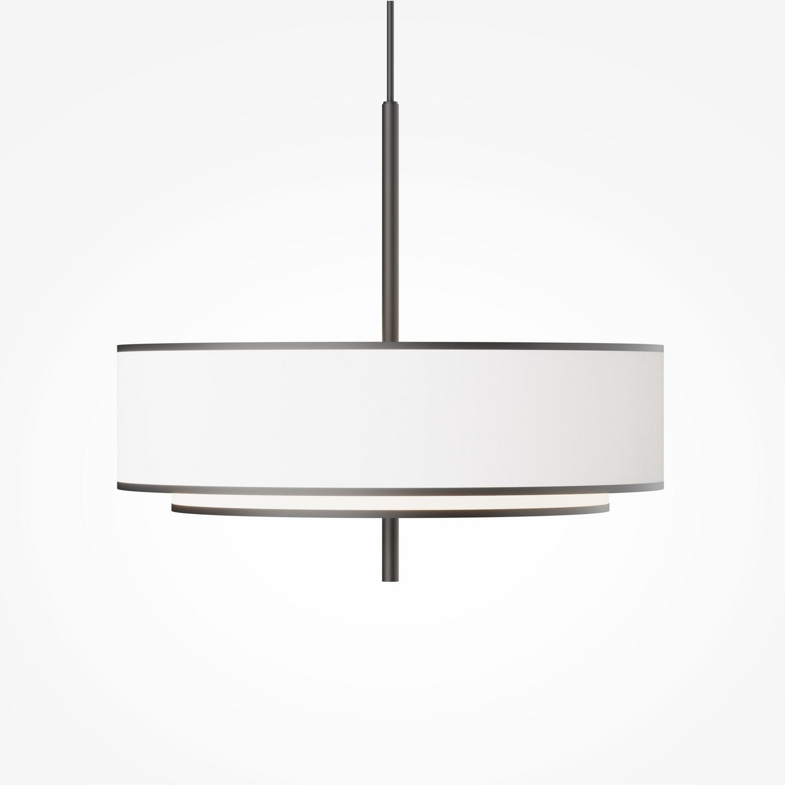 Hanglamp Maytoni Bergamo, wit/zwart, Ø 50 cm, linnen