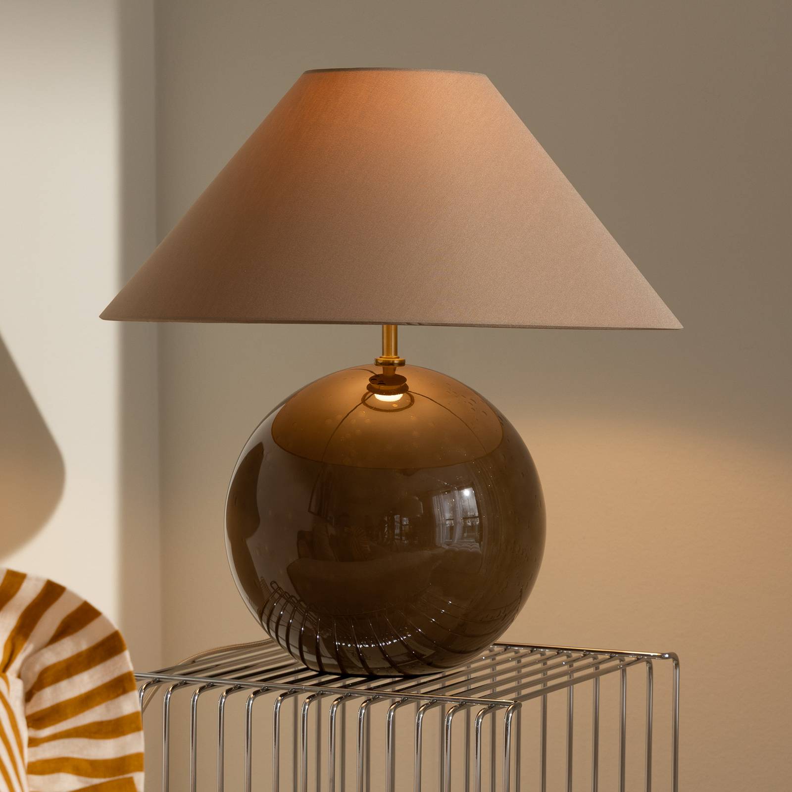 Globen Lighting Tischleuchte IRIS, braun, Höhe 45 cm günstig online kaufen