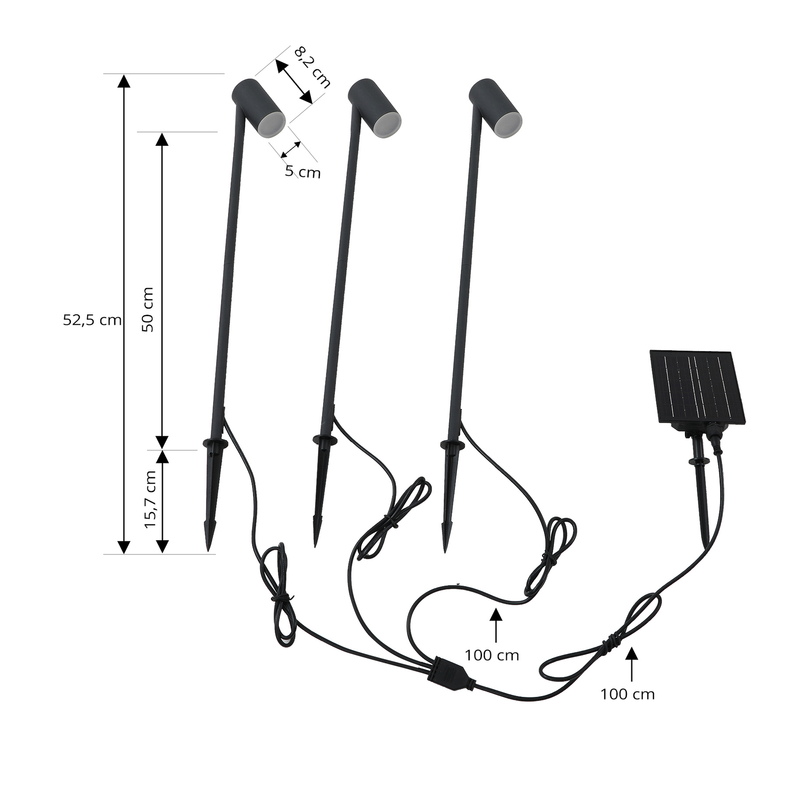 Myric Solarzellenlampe w/Erdspieß 3 pcs. Schwarz - Lindby