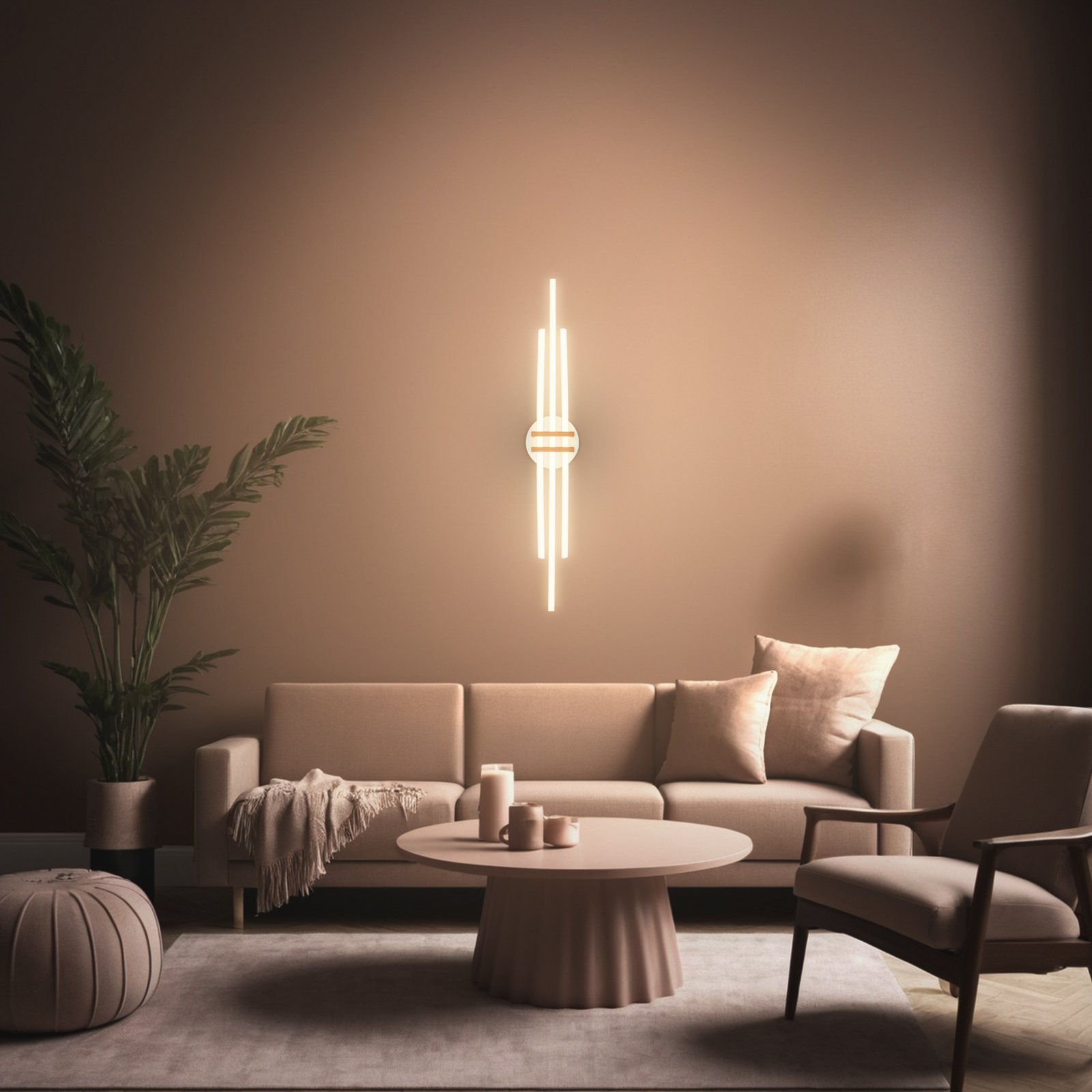 Plafonnier LED Tinka, gris clair/marron, longueur 98 cm