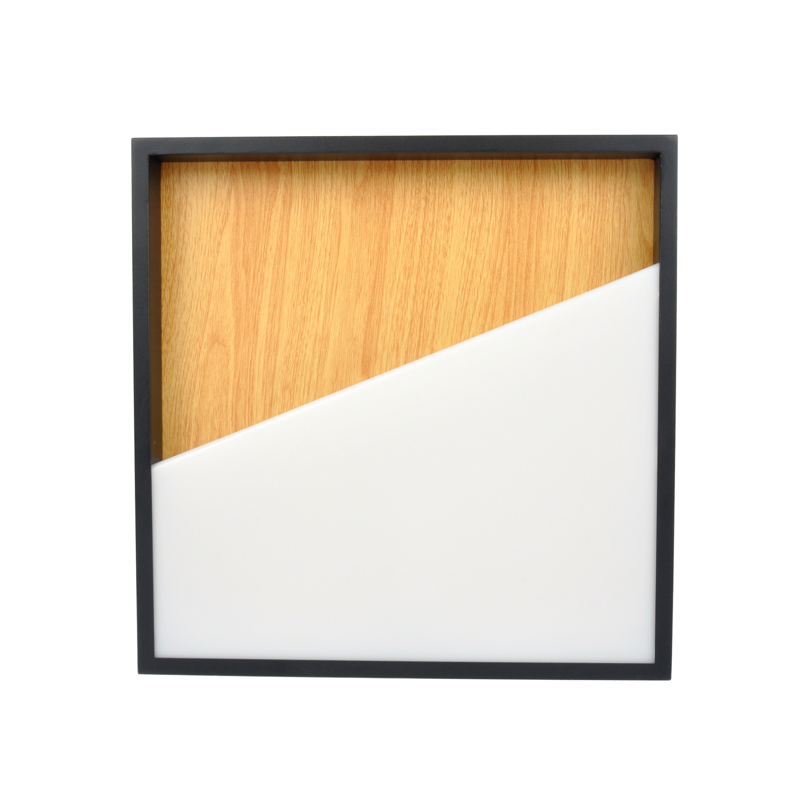 Aplique de pared LED Vista, madera clara/negro, 30 x 30 cm