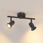 ELC Simano spot pour plafond, noir, à 2 lampes