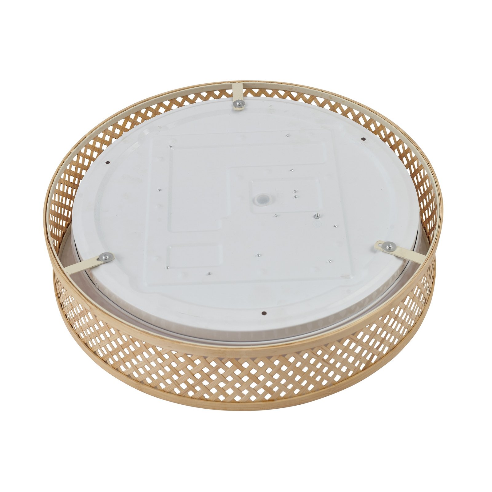 Lindby LED ceiling light Eilif, bamboo, white, Ø 40 cm