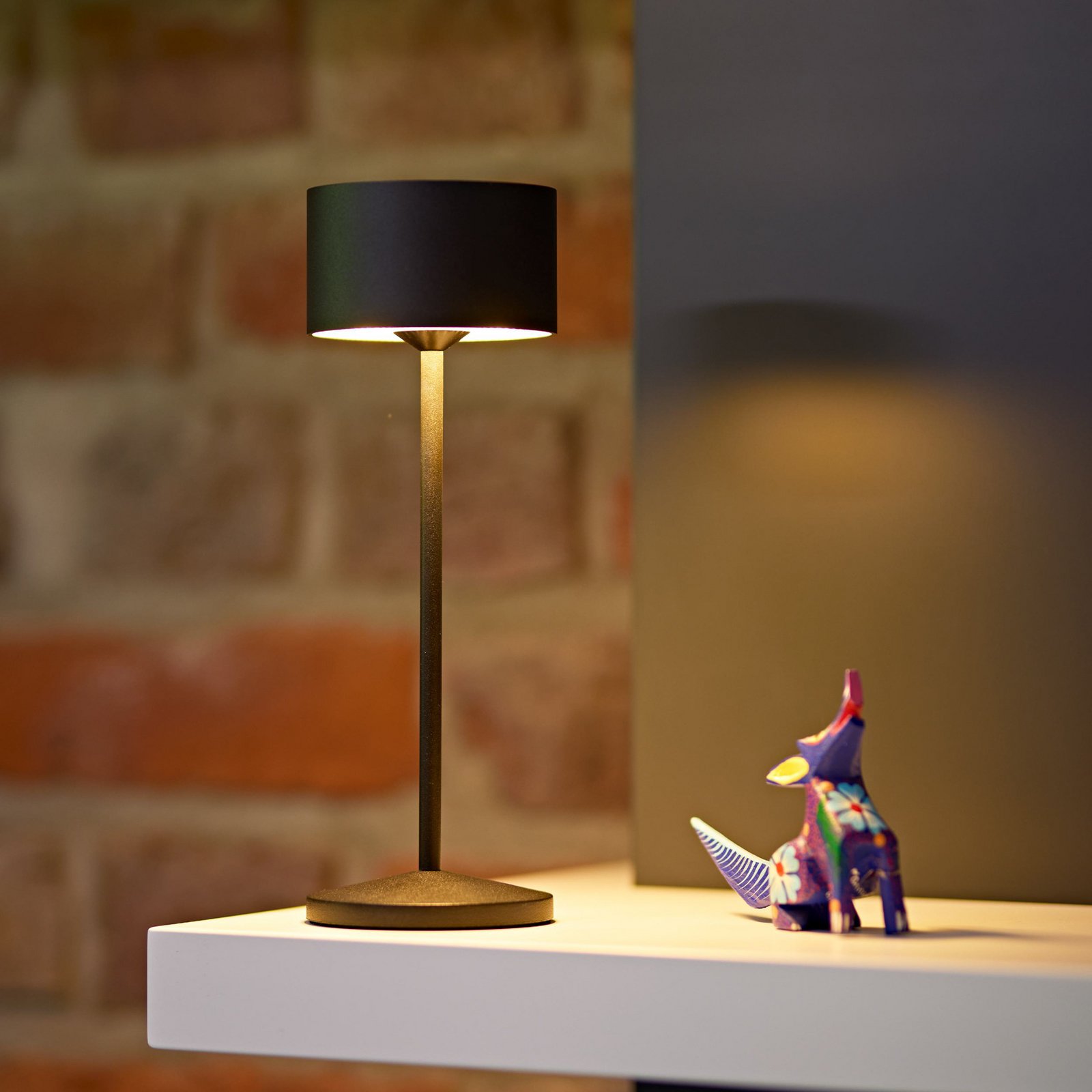 LED újratölthető asztali világítás Veluna, fekete, 3 db-os szett, 25 cm, IP44
