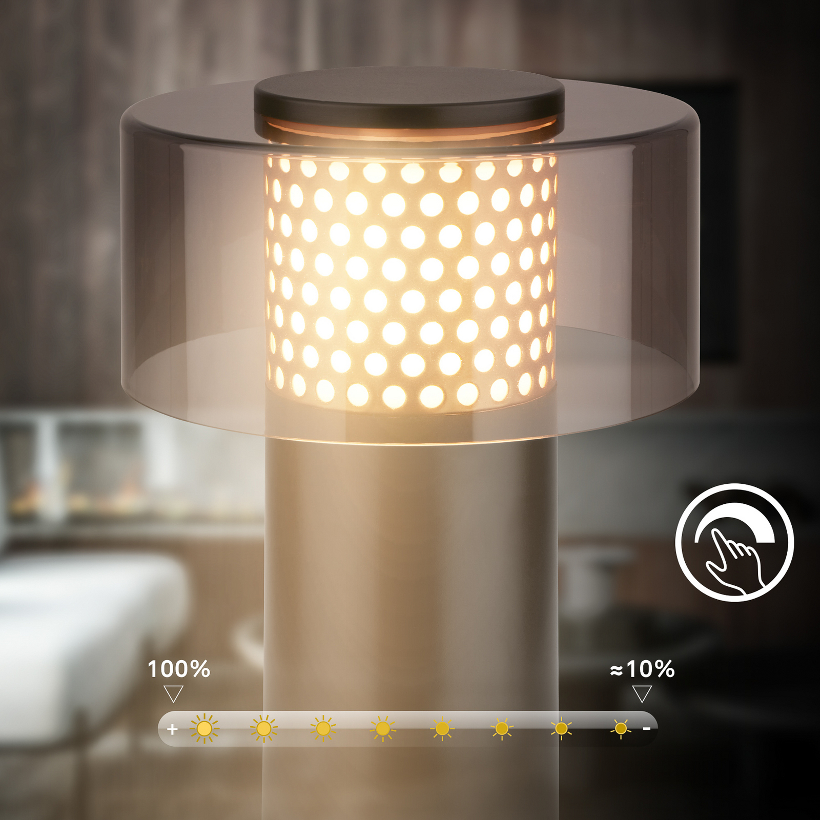 LED-akutoitega laualamp Brilo unplugged Gila, kuldne/must 21 cm