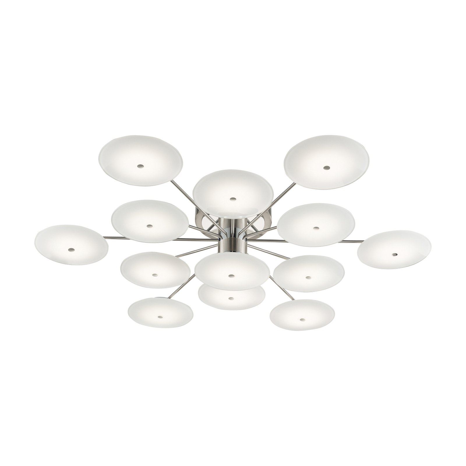 B+M LEUCHTEN Astra ceiling lamp, 13-light, nickel