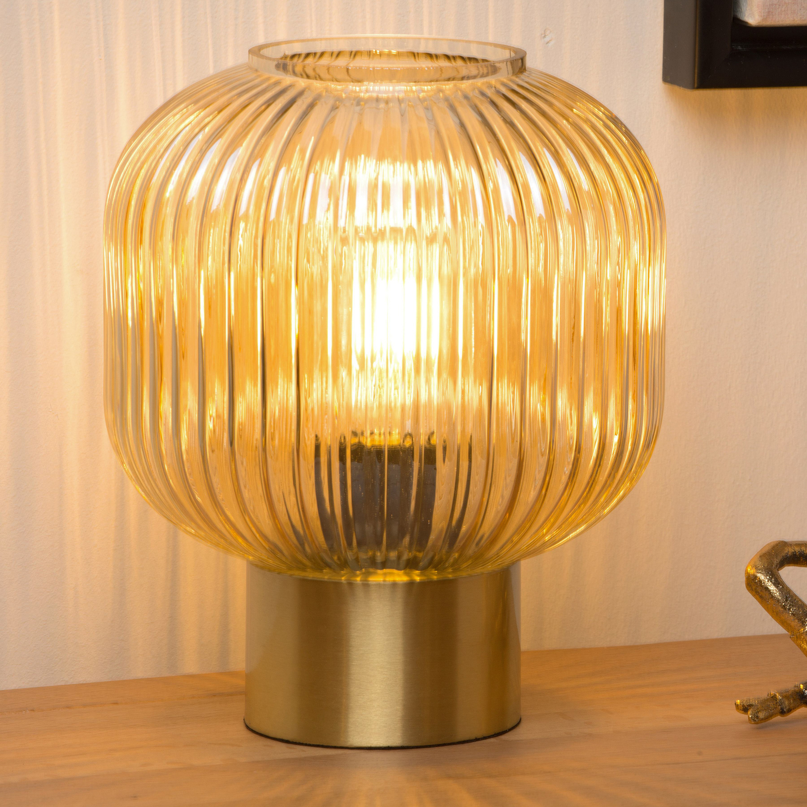 Maloto glass table lamp, amber/ gold, Ø 20 cm, E27