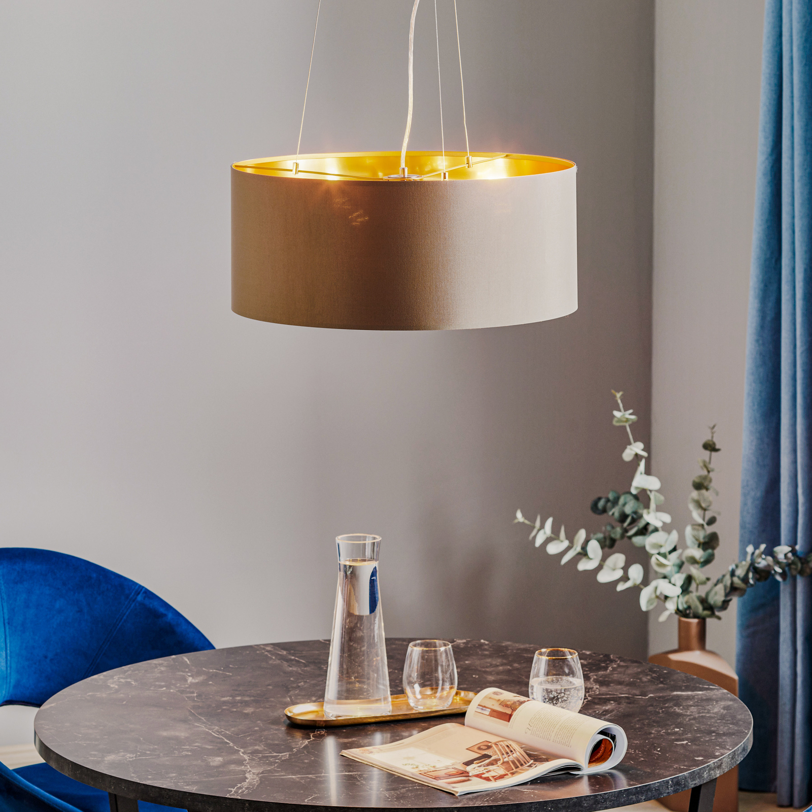 Hanglamp rond, taupe | Lampen24.be