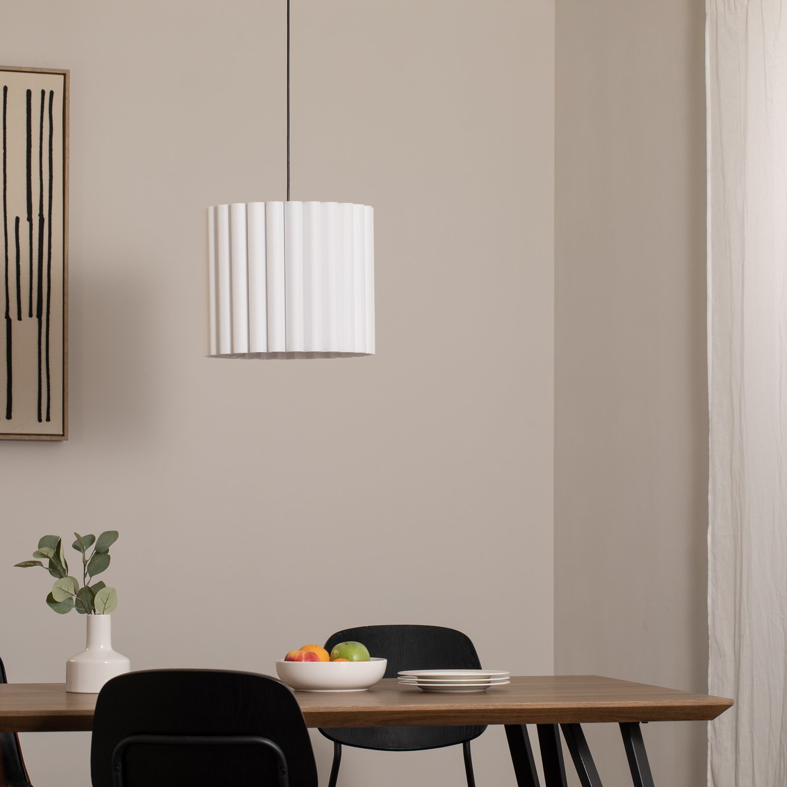 Lámpara colgante Aria, blanca, microfibra, E27