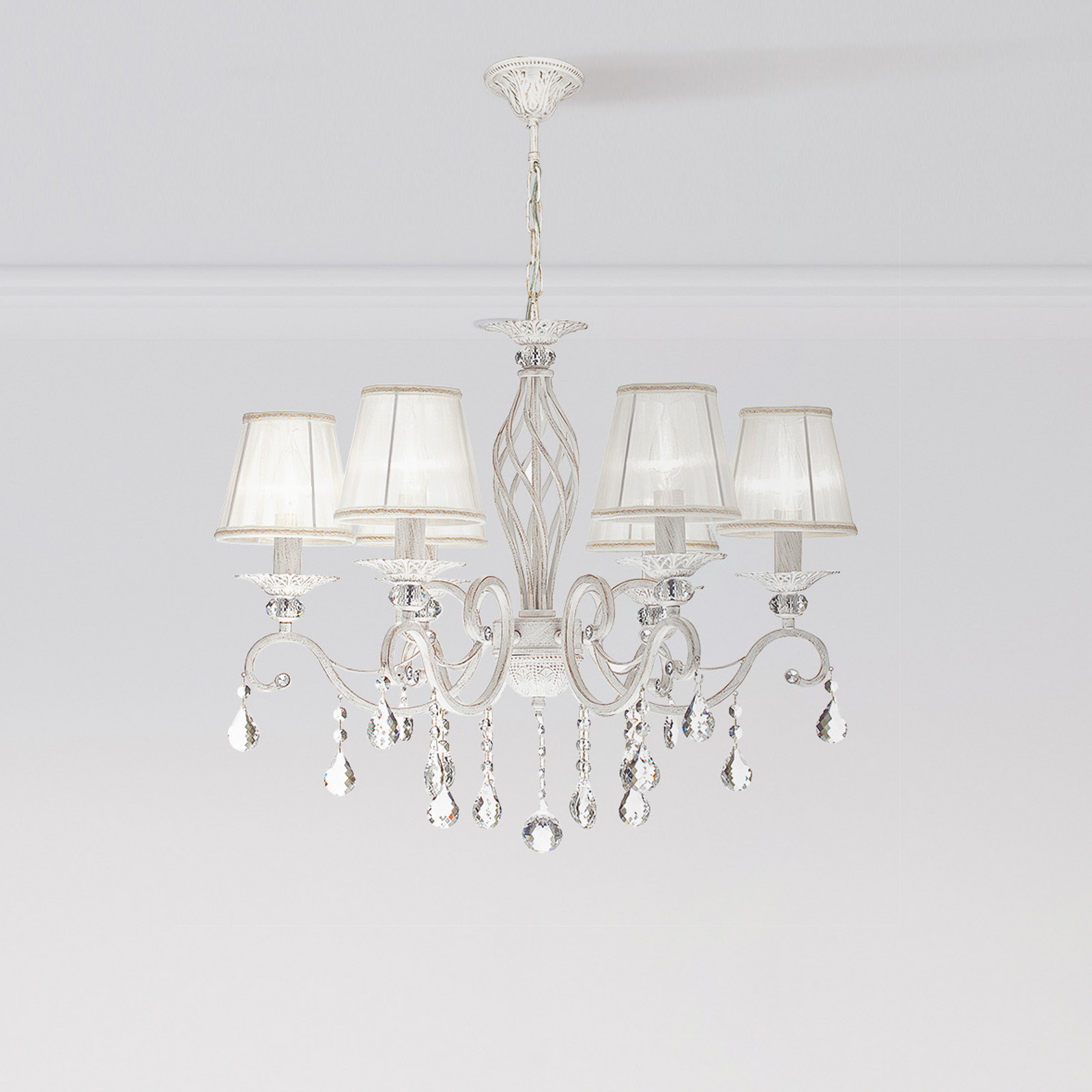 Maytoni Grace candelabru alb 6 becuri organza E14 - Camera de zi / sufragerie - design - alb auriu transparent - Metal
