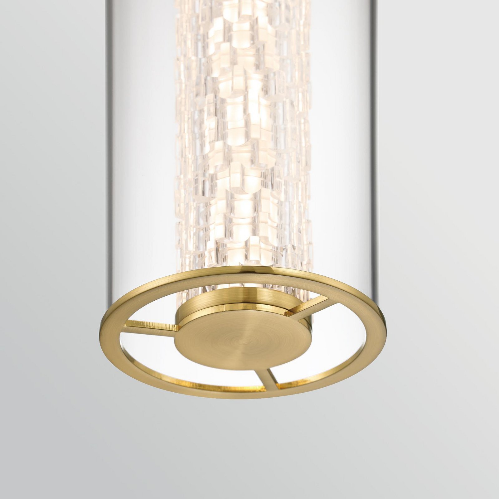ESPADA LED pendant light, brushed gold, Ø 15 cm metal/glass