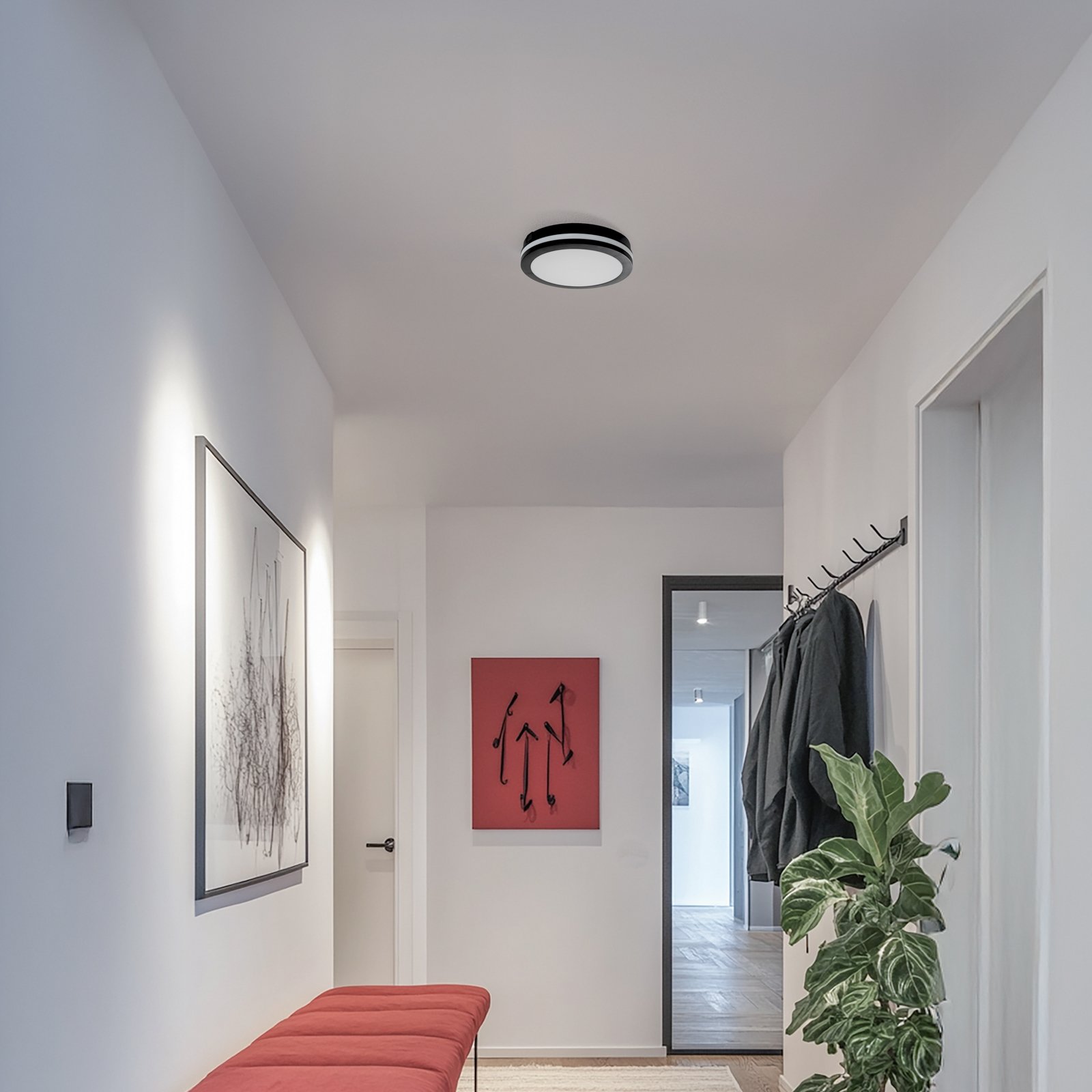 Lampa sufitowa LED Marlon, Ø 22 cm, czarna, tworzywo sztuczne, IP54