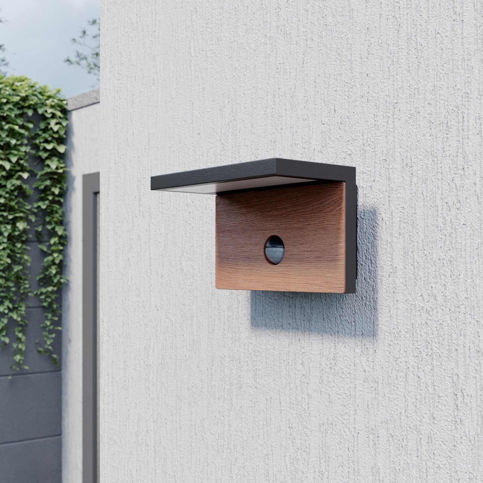 Lignus Außenwandleuchte w/Sensor Dark Grey/Wood - Lucande