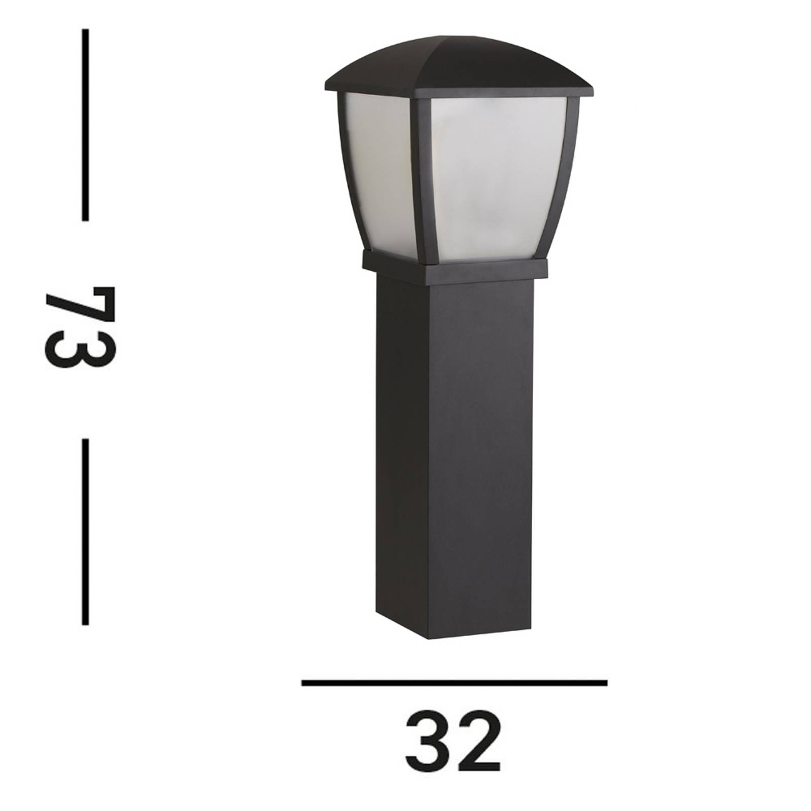 Słupek oświetleniowy Seattle, IP44, czarny, wysokość 73 cm, metalowy
