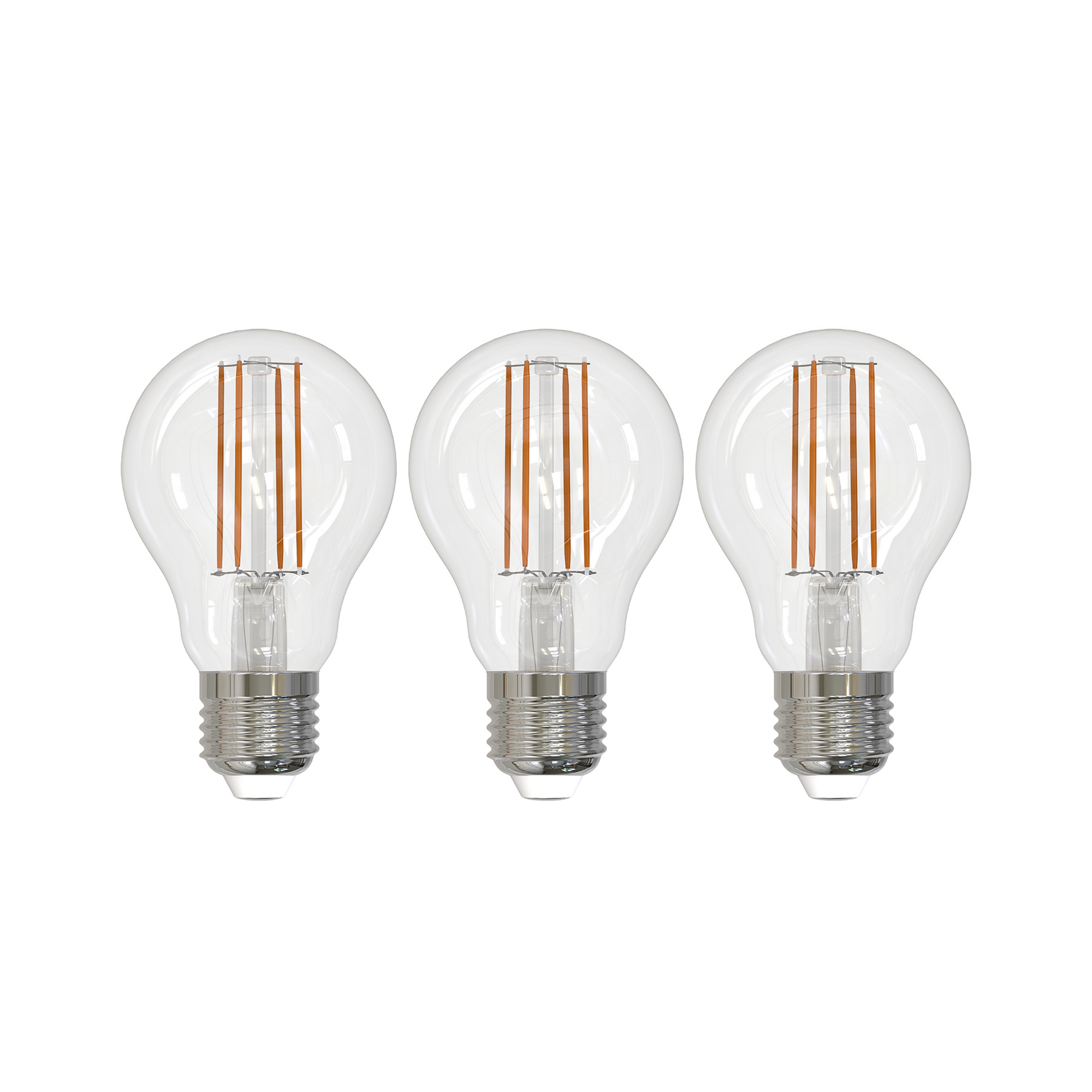 LED-Leuchtmittel Filament E27 8W klar 2.700K dimmbar 3er-Set
