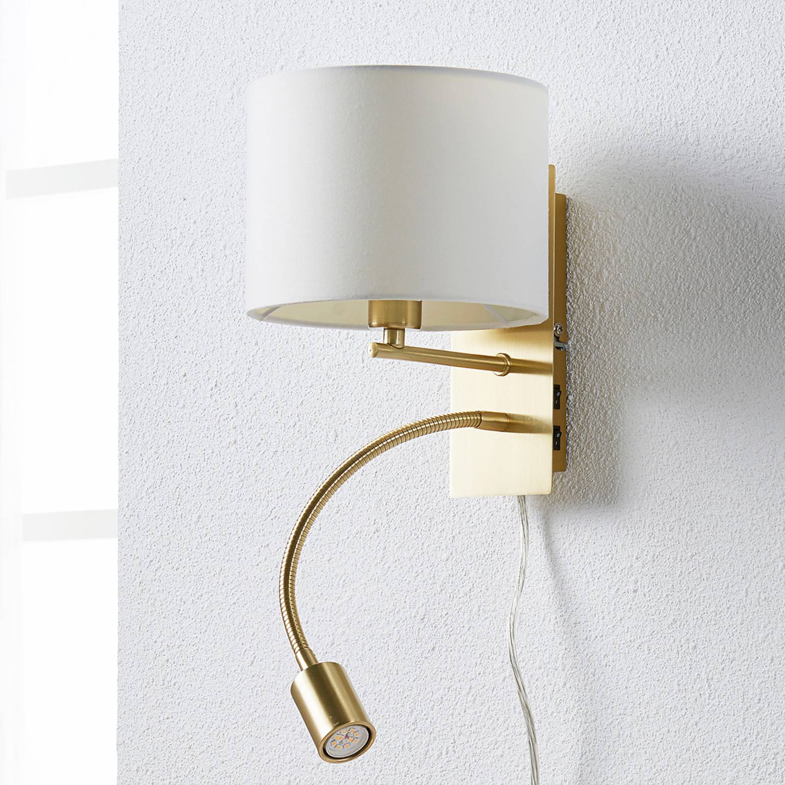Photos - Chandelier / Lamp Lindby Brass-coloured wall lamp Florens LED reading light 