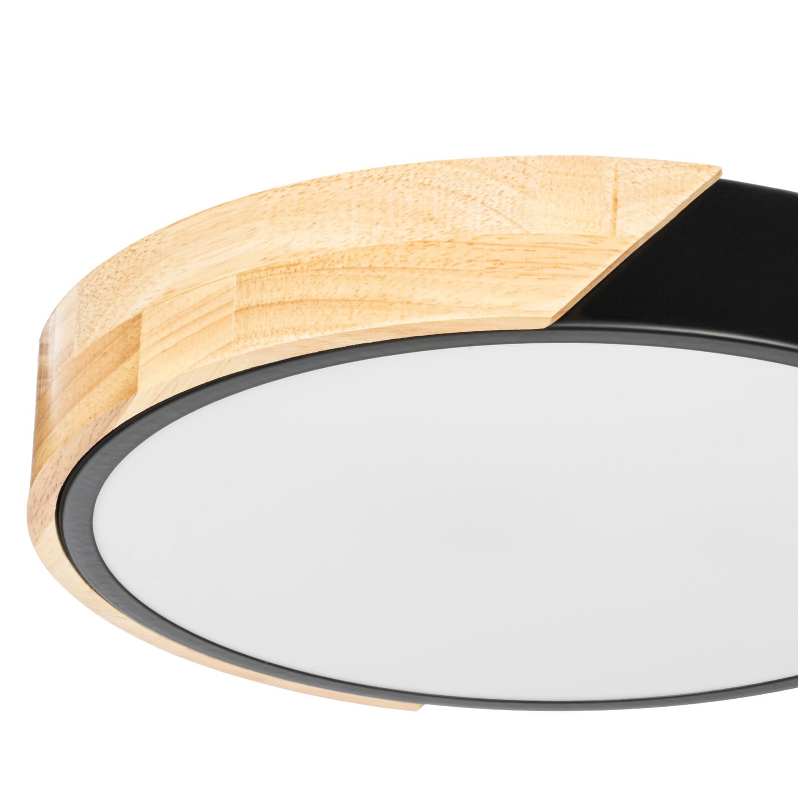 Lynorri LED-Deckenleuchte, Ø 31 cm, schwarz, Holzdekor - Prios Lynorri LED-Deckenleuchte, Ø 31 cm, schwarz, Holzdekor - Prios