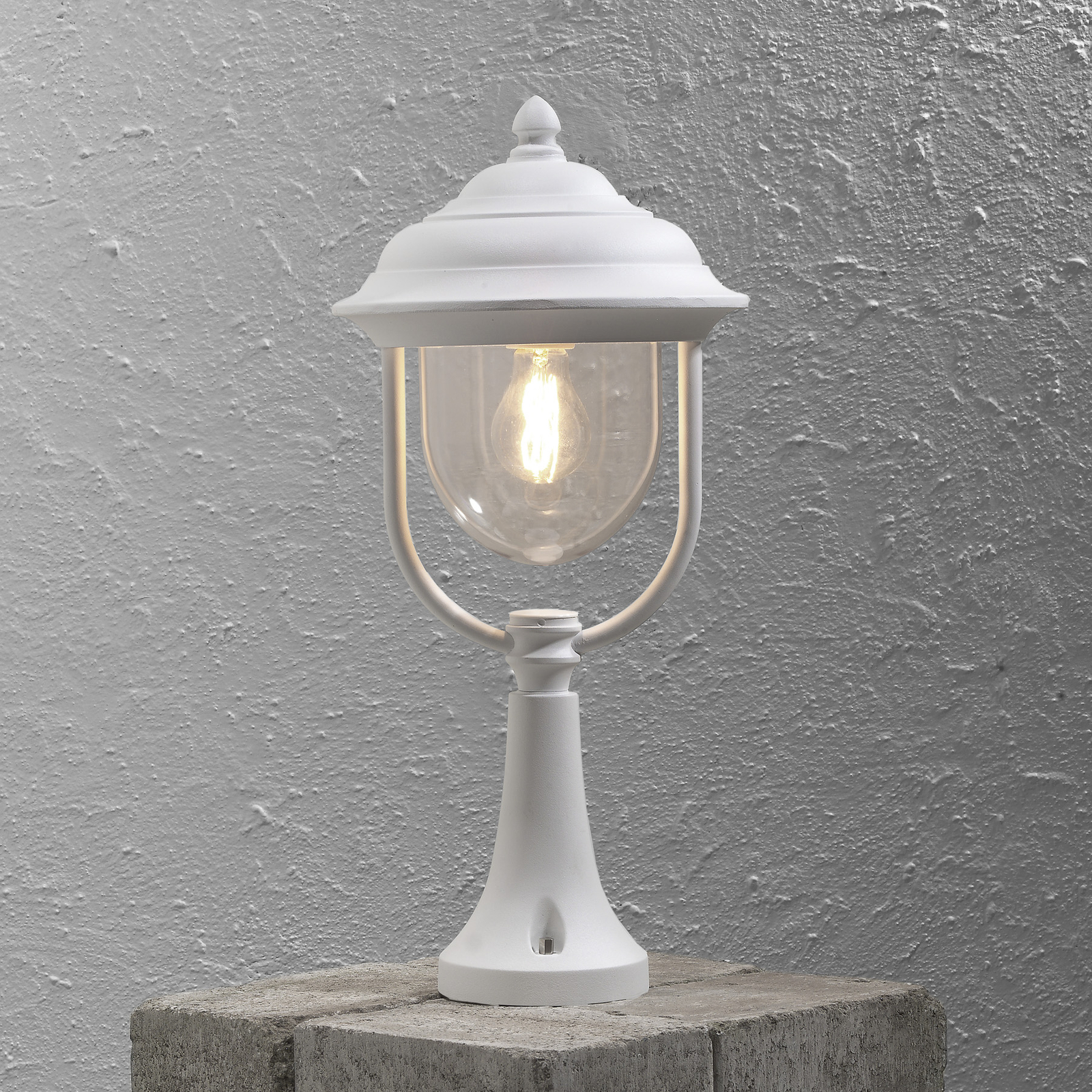 Bellissima lampada con piedistallo Parma, bianca