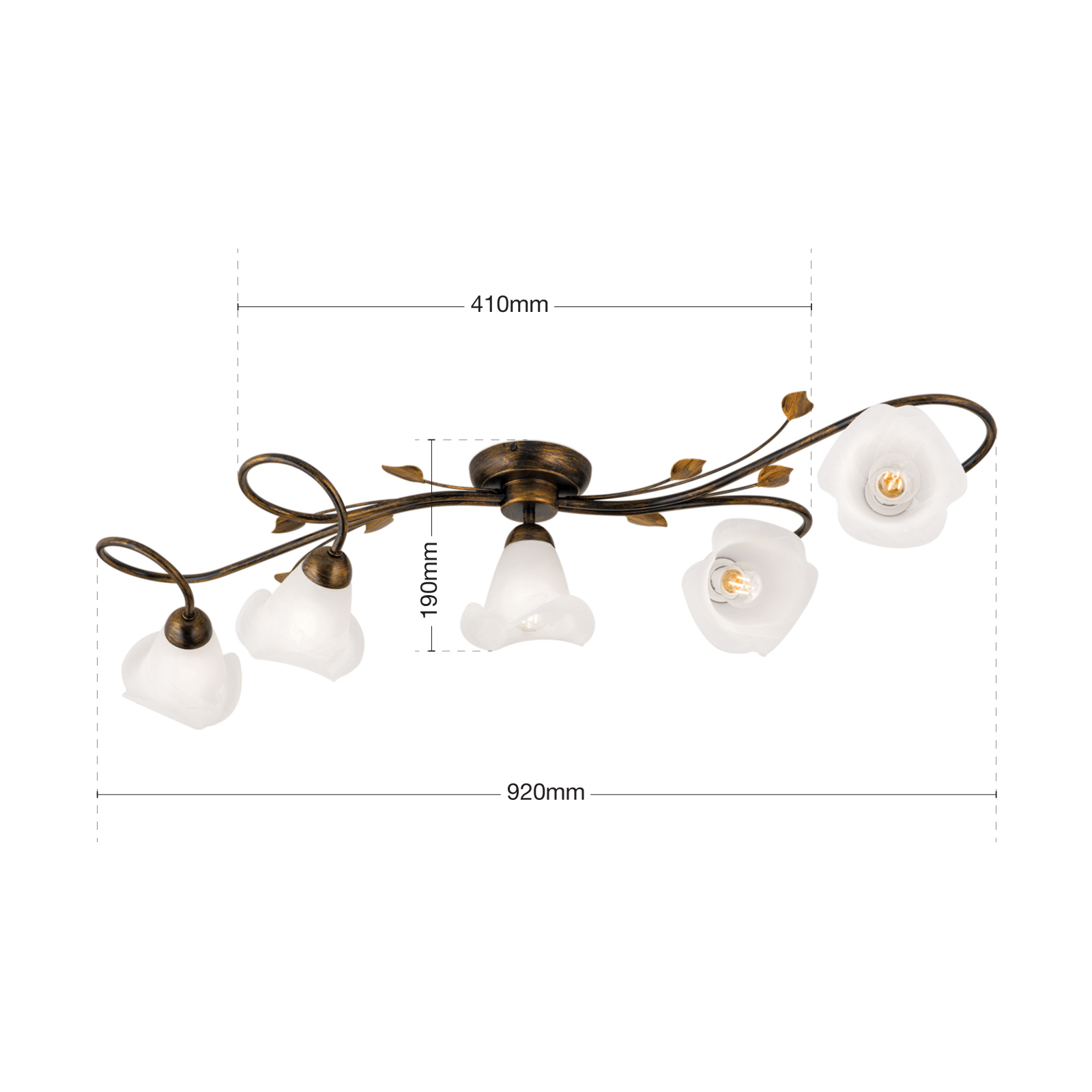 Plafondlamp Sisi, 5-lamps, antiek