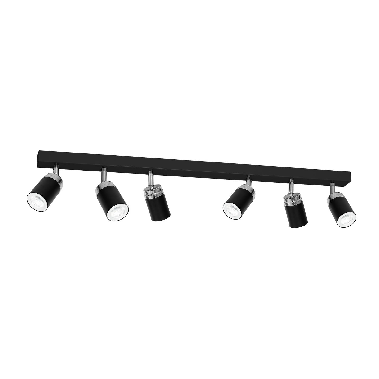 Plafonnier avec spots Rondo noir/chromé 6 lampes