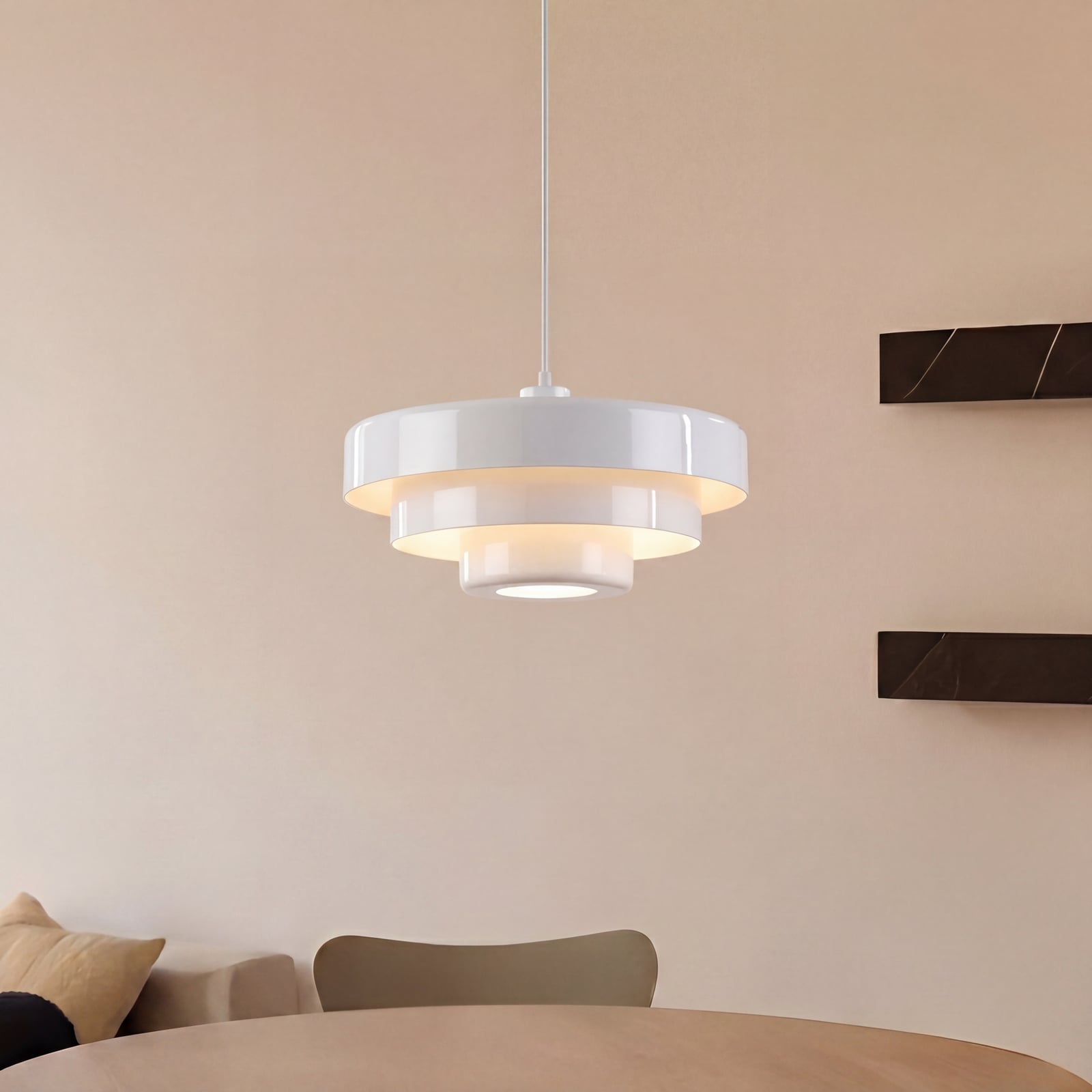 Suspension Tivra, blanche, Ø 35 cm, métal, E27 - Lindby Suspension Tivra, blanche, Ø 35 cm, métal, E27 - Lindby