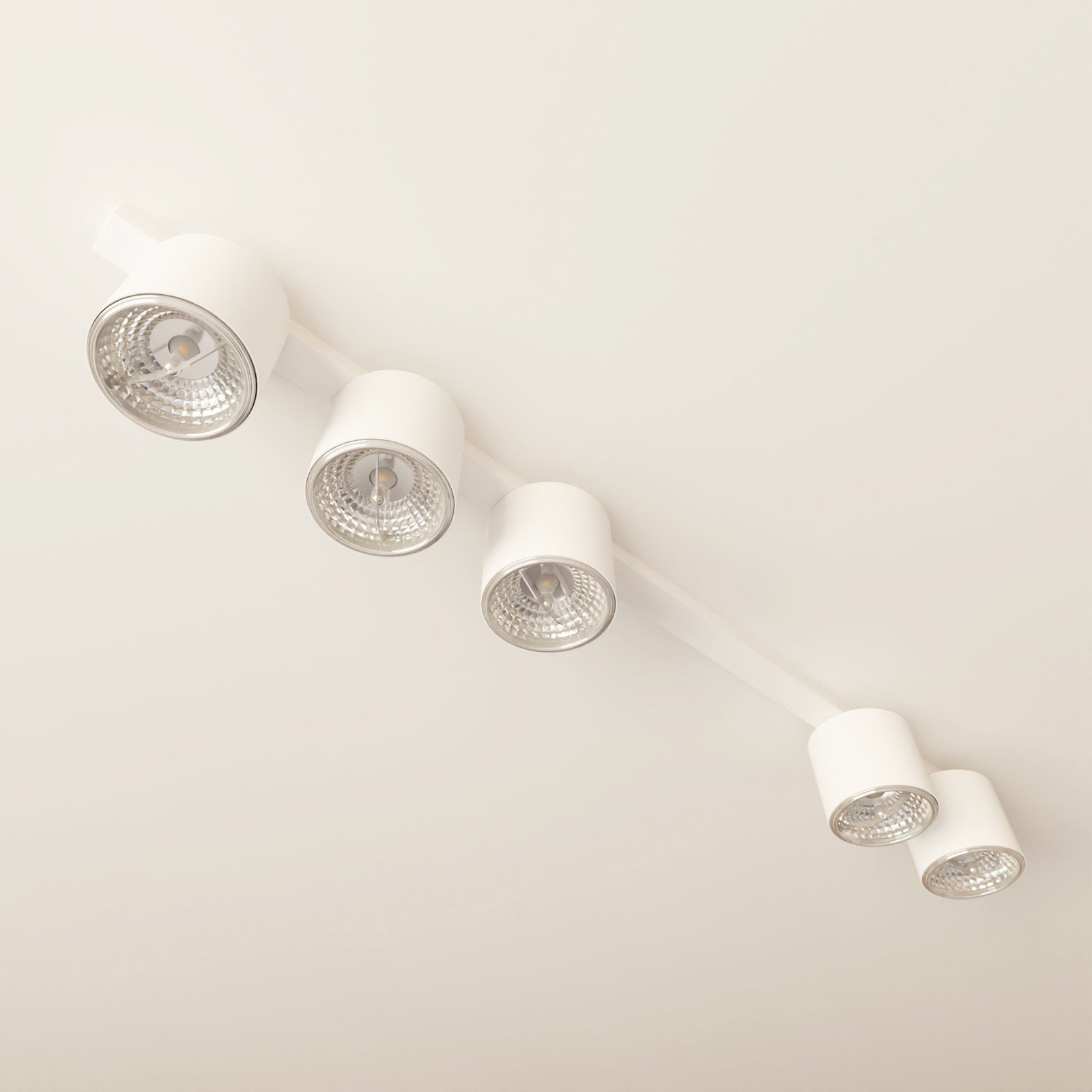 Nano ceiling light, white, 5-bulb, metal