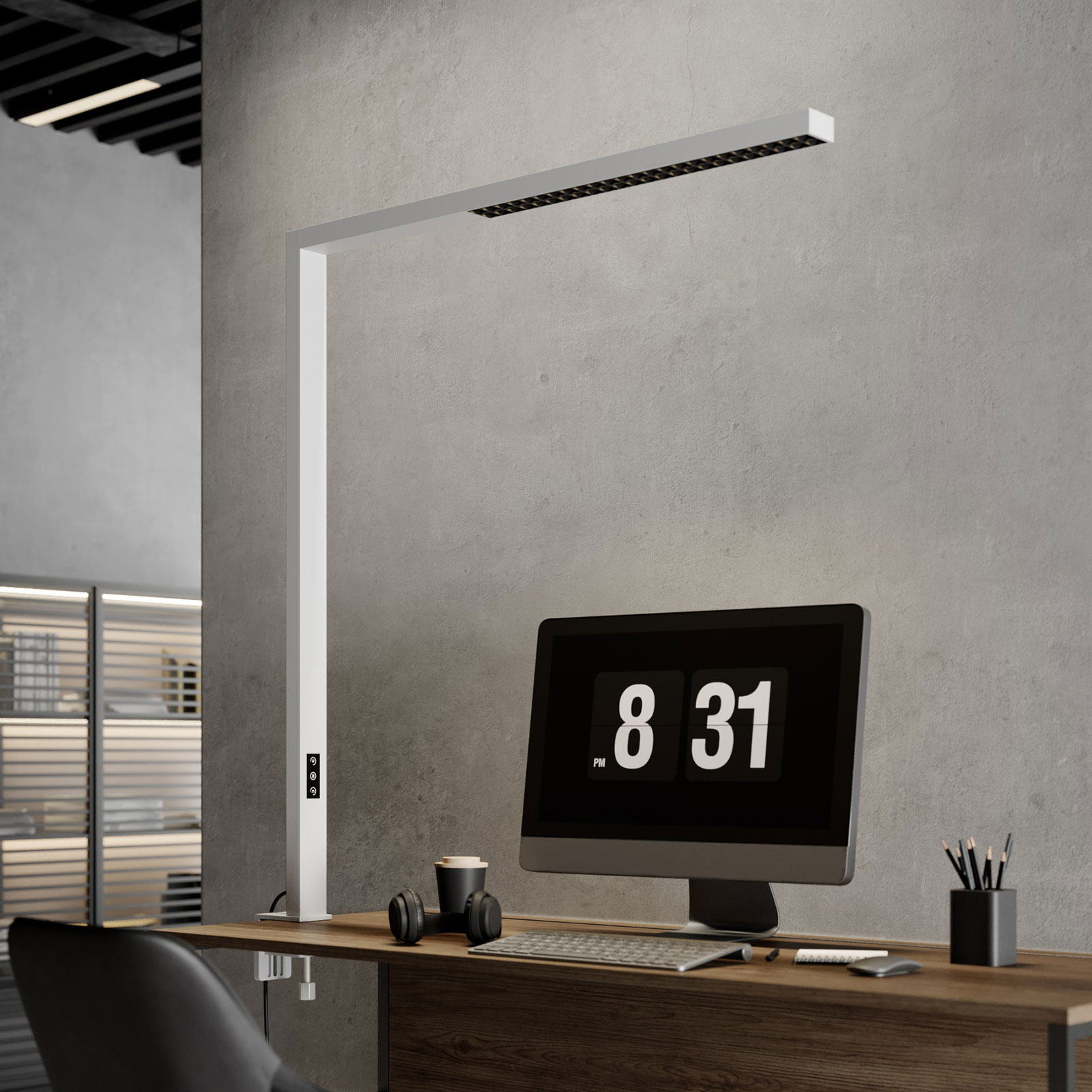 Arcchio Jolinda LED luz de grampo de escritório, branco
