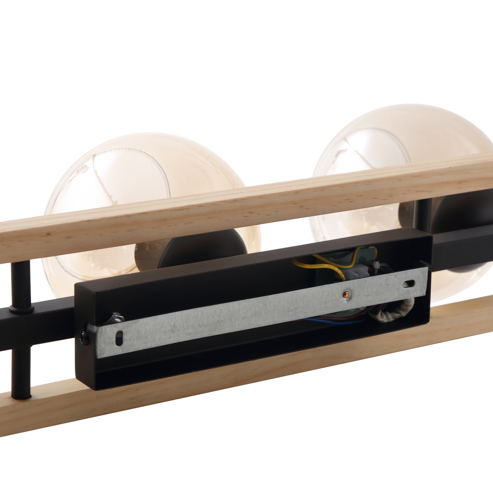 Maite 3 Ceiling Lamp Black/Wood/Amber - Lindby
