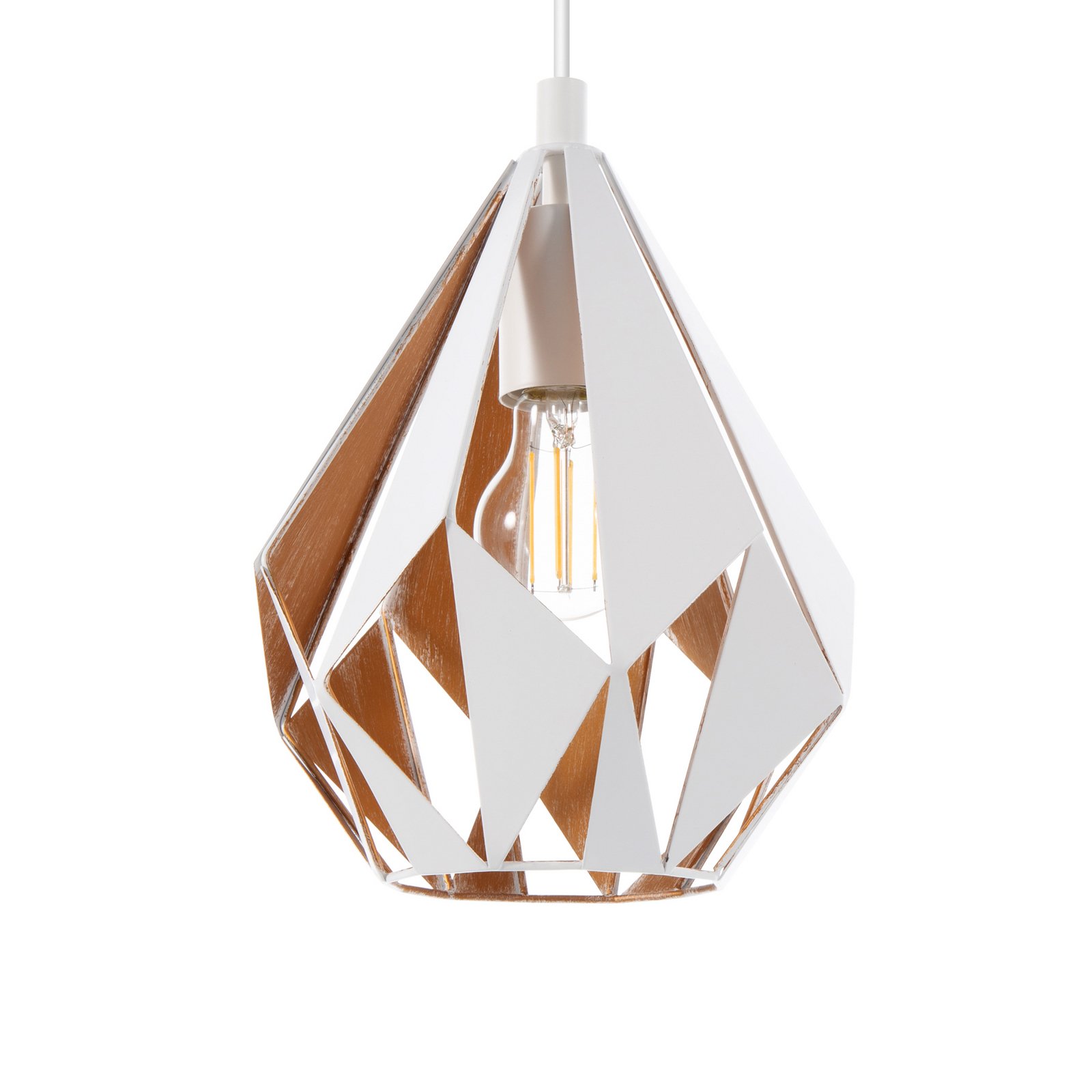 Κρεμαστό φωτιστικό Carlton 1 τρίφωτο, λευκό-χρυσό