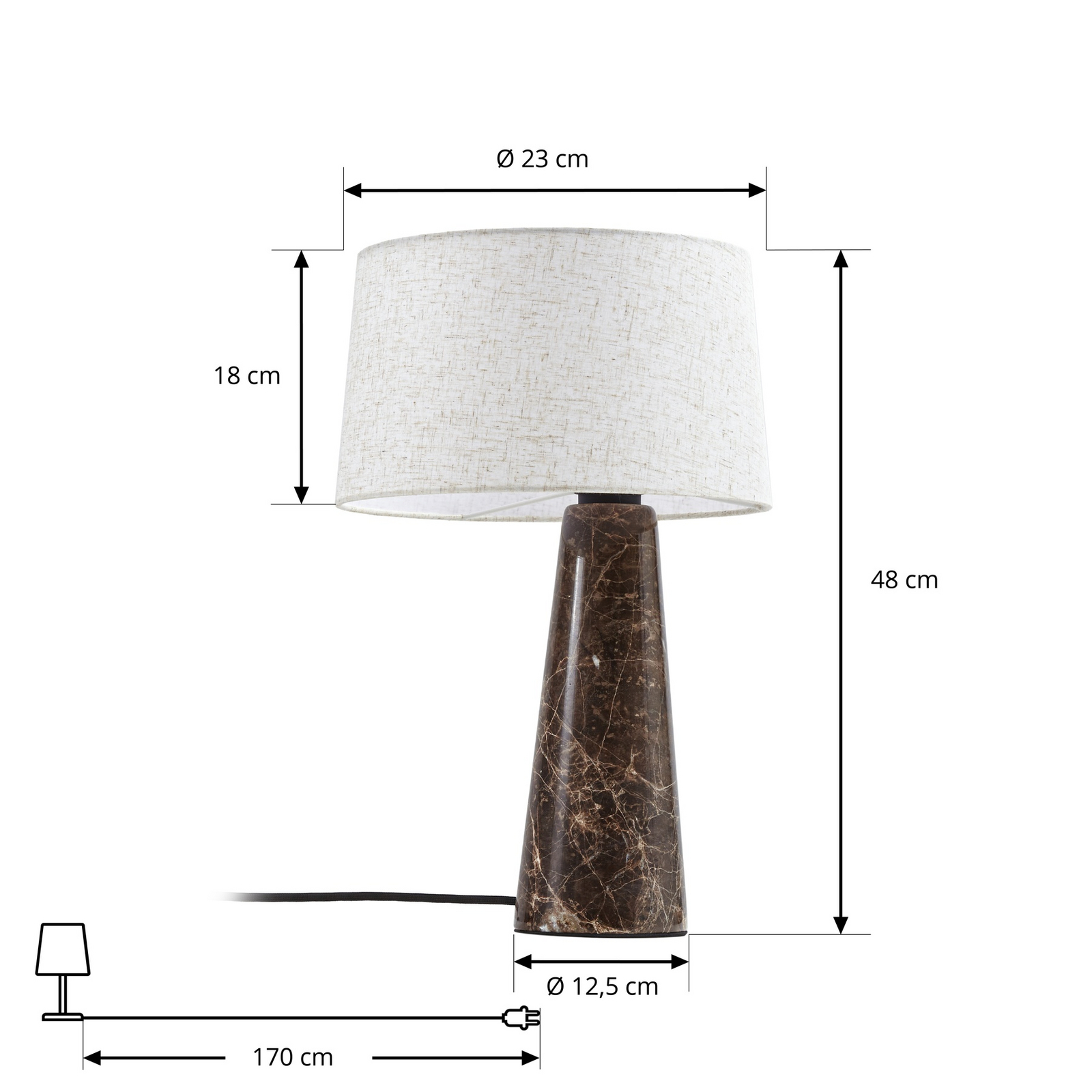 Lucande Peyton table lamp, marbled brown/beige, 48 cm Lucande Peyton table lamp, marbled brown/beige, 48 cm
