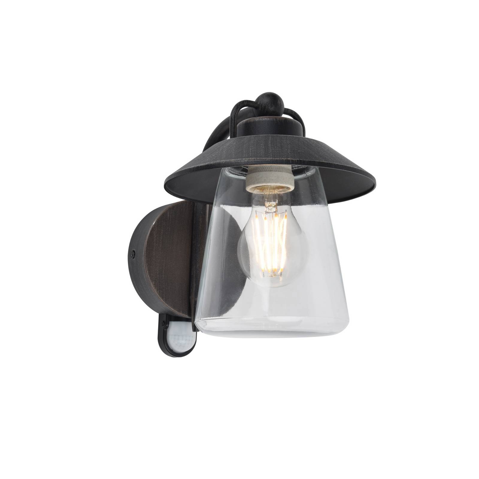Sensor-Außenwandleuchte CATE, schwarz, 22 cm, IP44, E27
