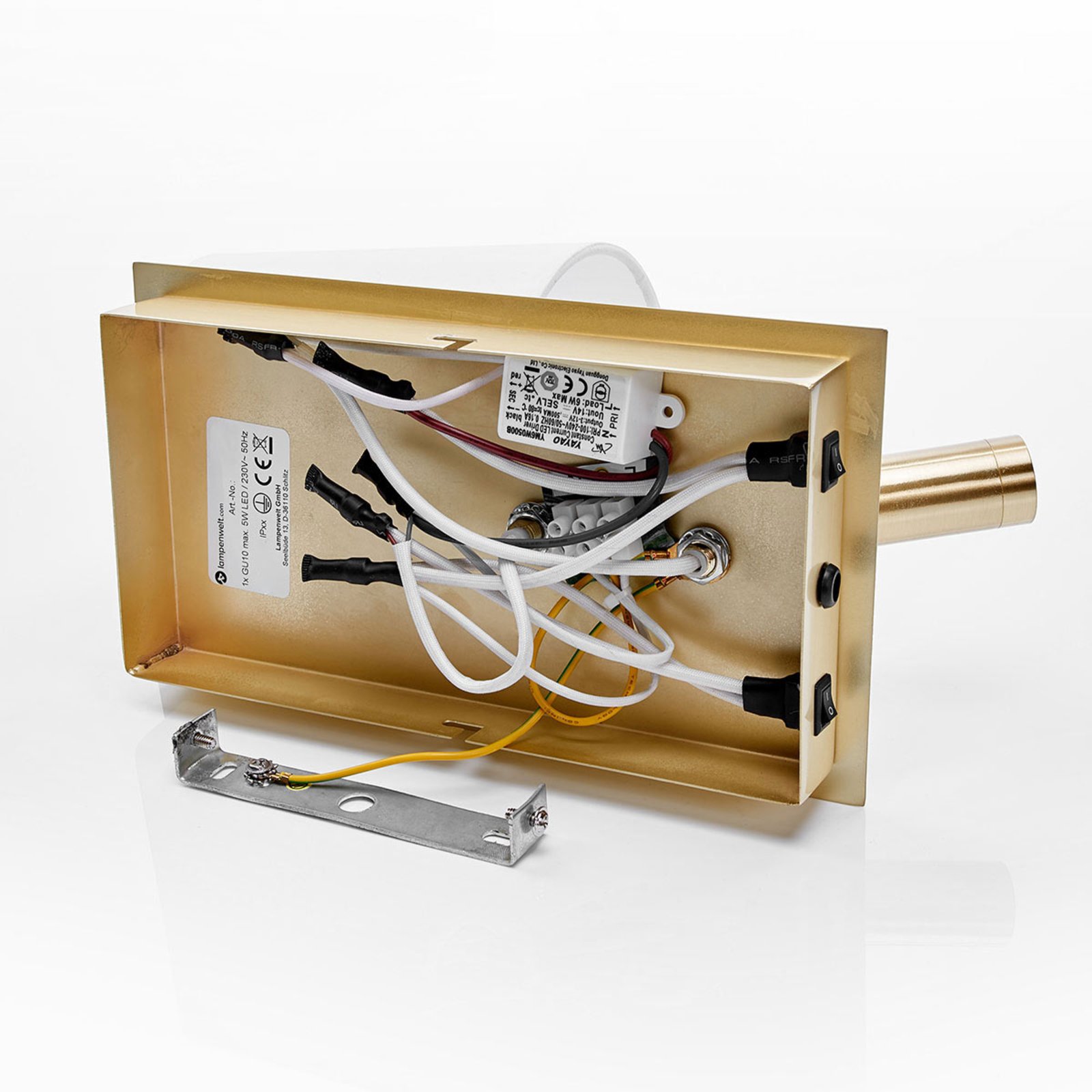 Aiden Vegglampe White/Brass - Lindby