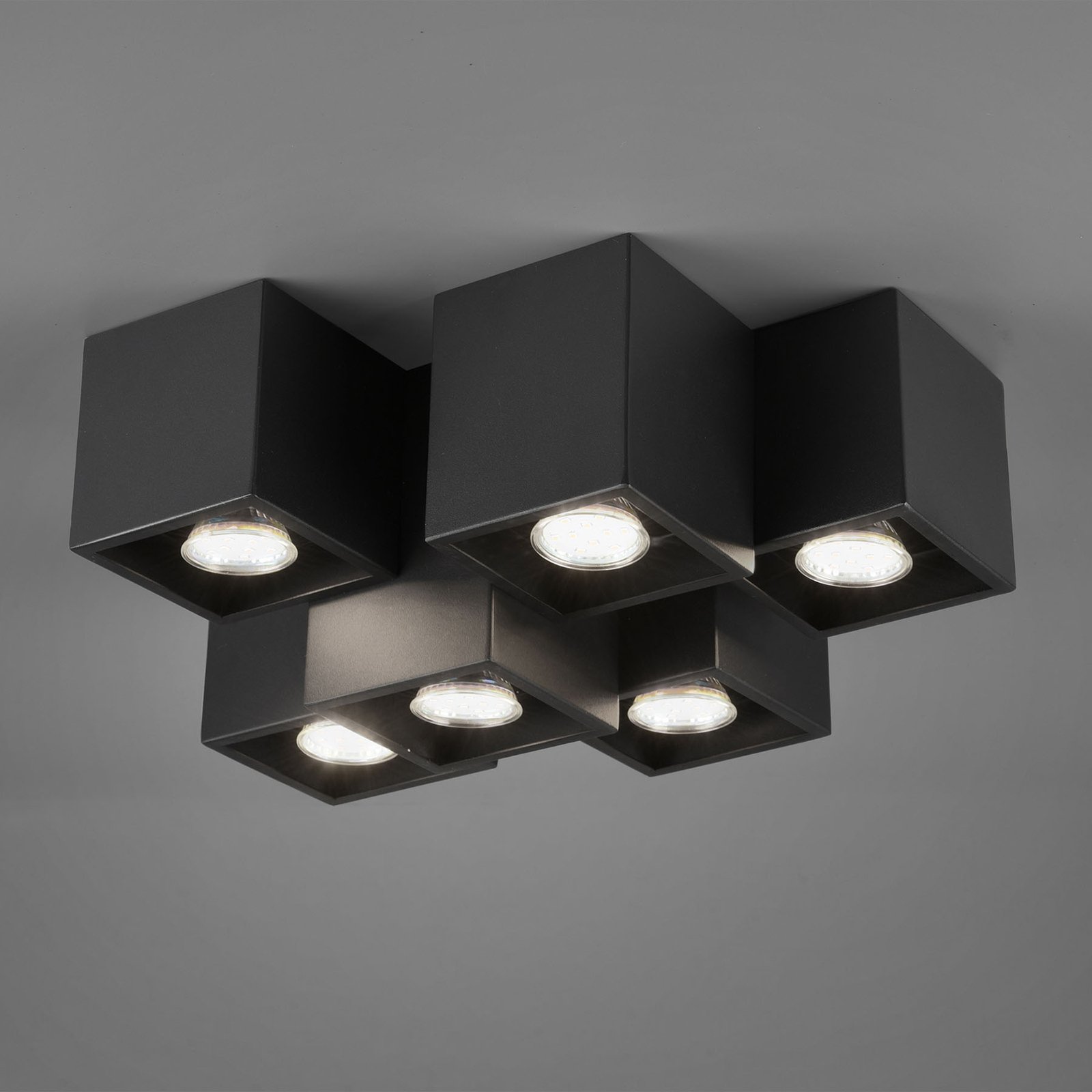 Plafonnier Fernando, 6 lampes, noir mat