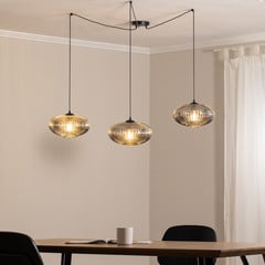 Riippuvalaisin Origo, savunvärinen, hajautettu, lasi, 3-valo.
