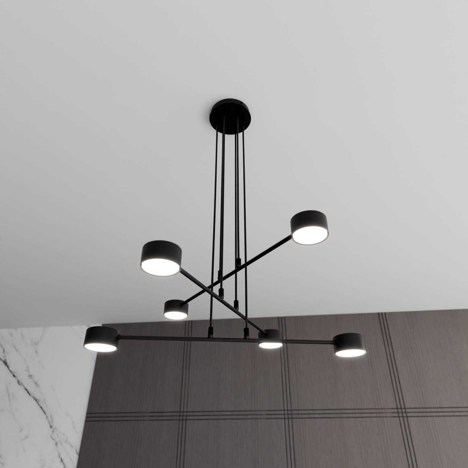 Lampa wisząca Modus 6, stal, 6-punktowa, GX 53, czarny