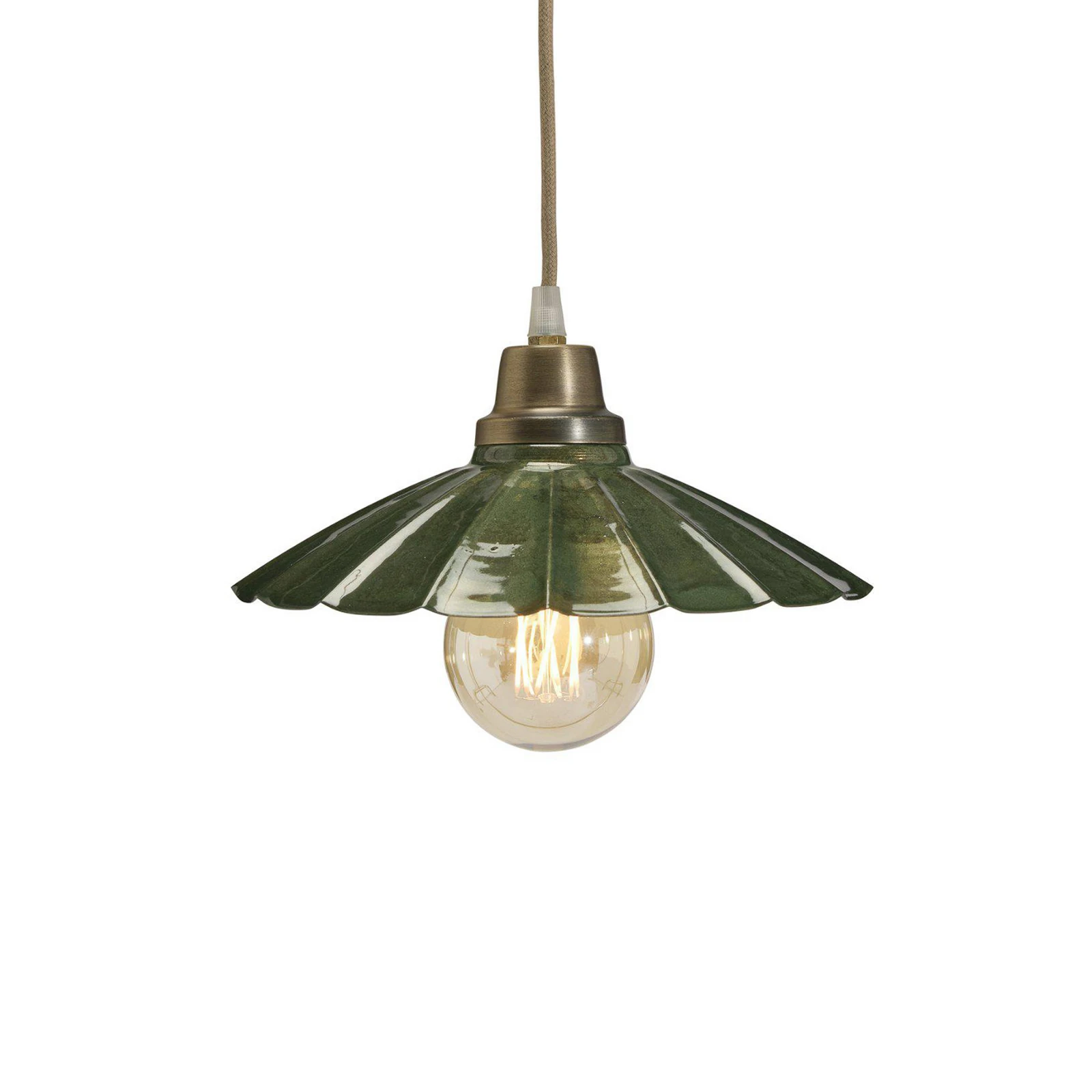 Závesné svietidlo PR Home Ester, zelené, Ø 24 cm, železo, zástrčka