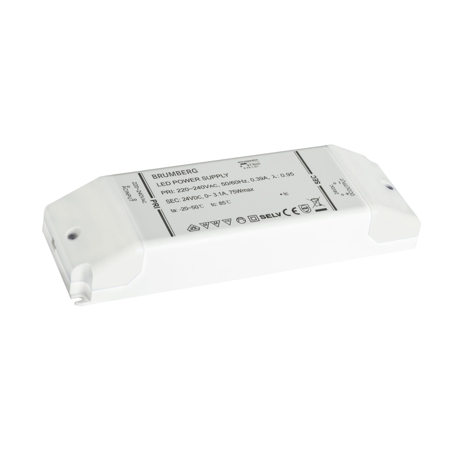 BRUMBERG LED-strømforsyning 24 V DC, koblingsbar, 1–75 W