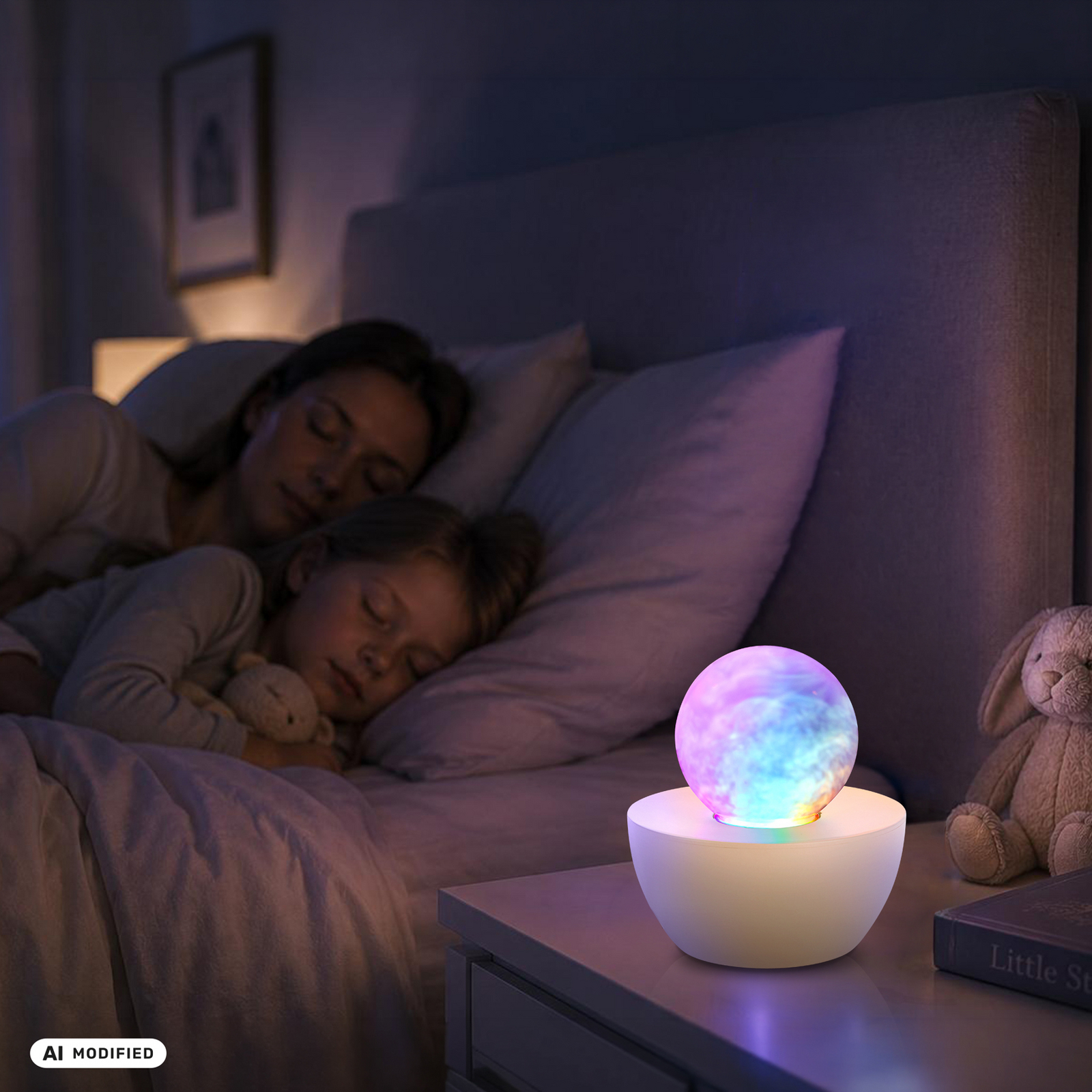 Lampa stołowa LED Fog, beżowo-przezroczysta, skokowa zmiana barw RGB, Ø 12 cm Lampa stołowa LED Fog, beżowo-przezroczysta, skokowa zmiana barw RGB, Ø 12 cm