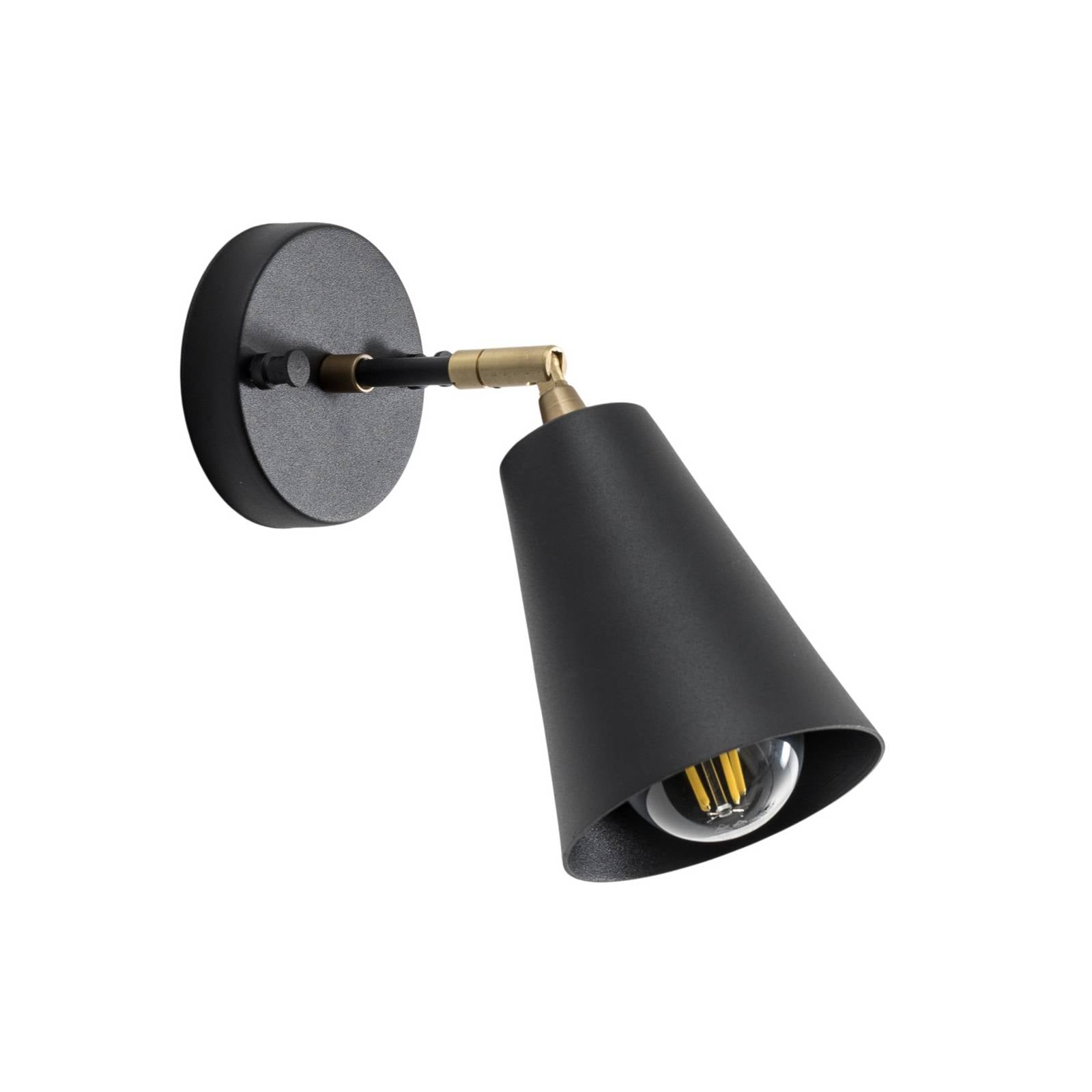 Wandleuchte Evander, schwarz/gold, Metall, Höhe 21 cm, E27