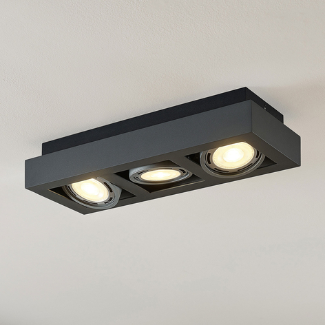 Spot pour plafond LED Ronka, 3 lampes, gris foncé