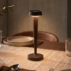 Lucande LED-Akku-Kerzenständer Lea, Vase, dunkelbraun, 28 cm