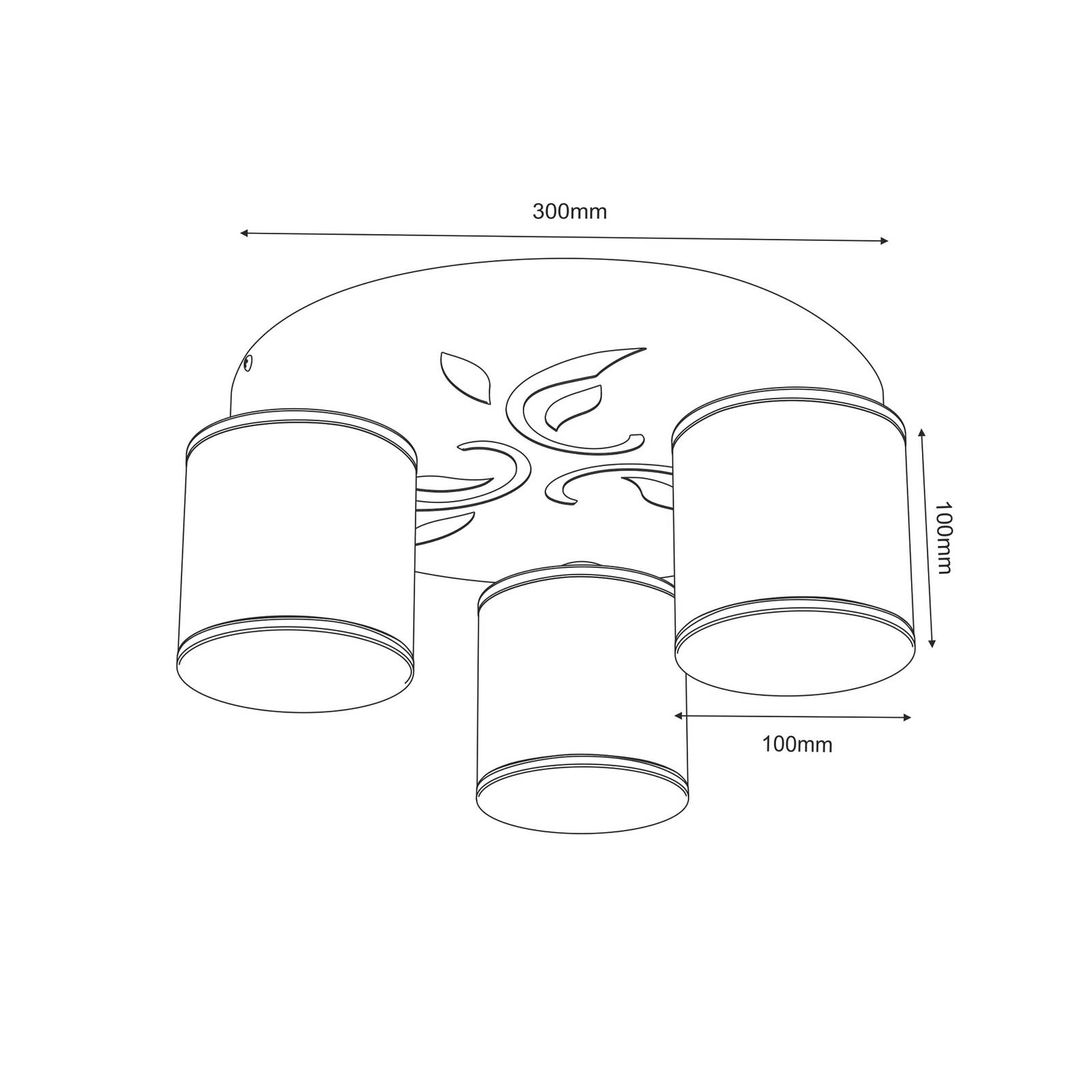 Lampa sufitowa Adeline rattan 3-pkt. okrągła